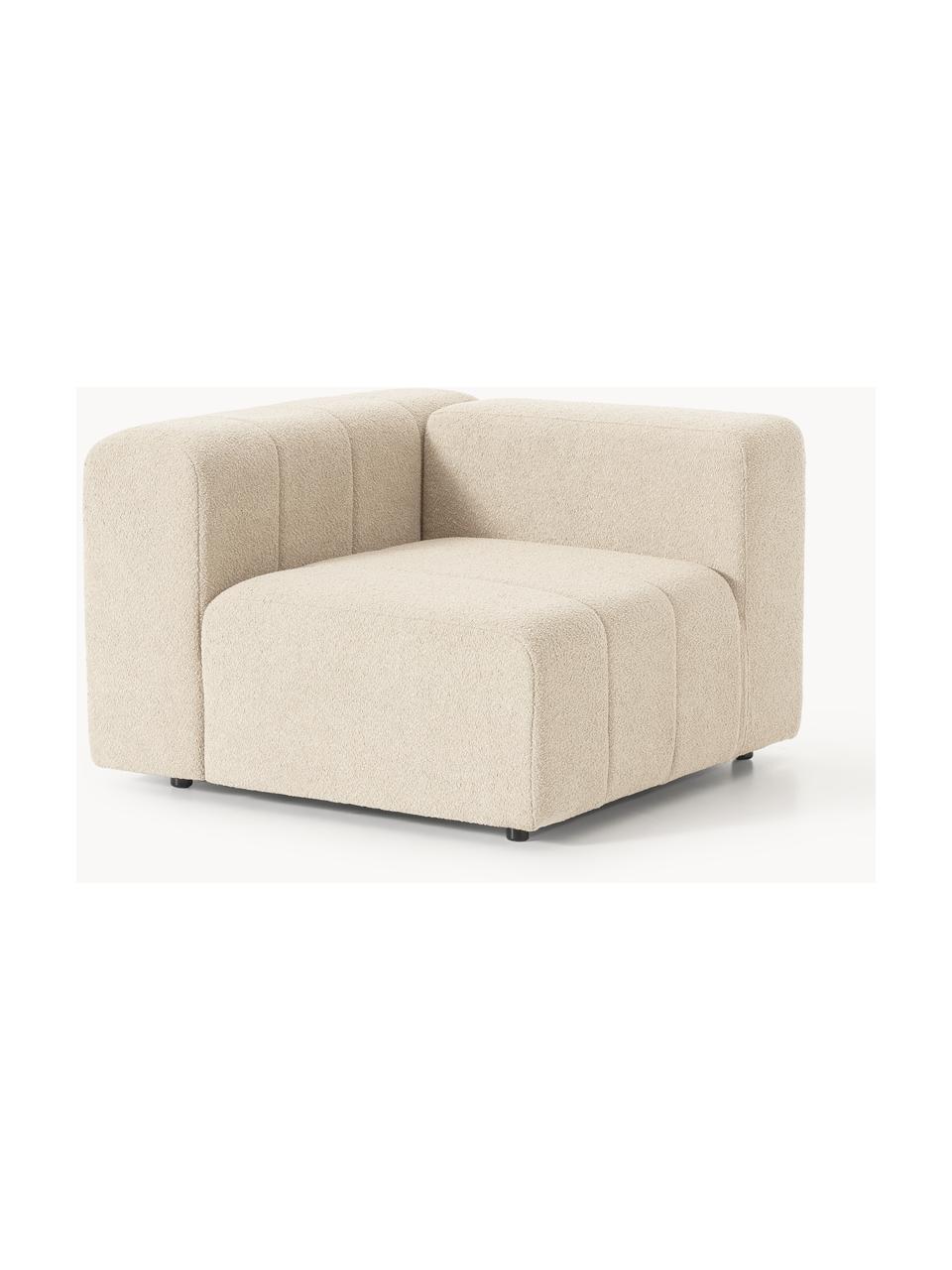 Bouclé-Eckmodul Lena, Bezug: Bouclé (93 % Polyester, 6, Gestell: Buchenholz, Spanplatte, H, Bouclé Hellbeige, B 106 x T 106 cm, Eckteil links