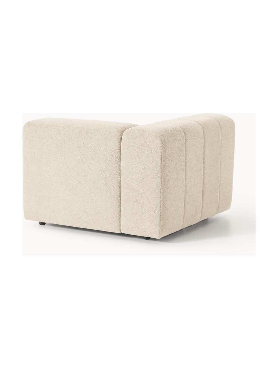 Bouclé-Eckmodul Lena, Bezug: Bouclé (93 % Polyester, 6, Gestell: Buchenholz, Spanplatte, H, Bouclé Hellbeige, B 106 x T 106 cm, Eckteil links