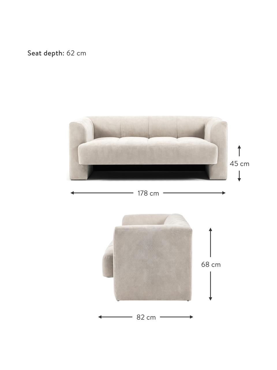 Sofá Bobi (2 plazas), Tapizado: 88% poliéster, 12% nylon , Estructura: madera de pino maciza, Tejido blanco crema, An 178 x F 82 cm