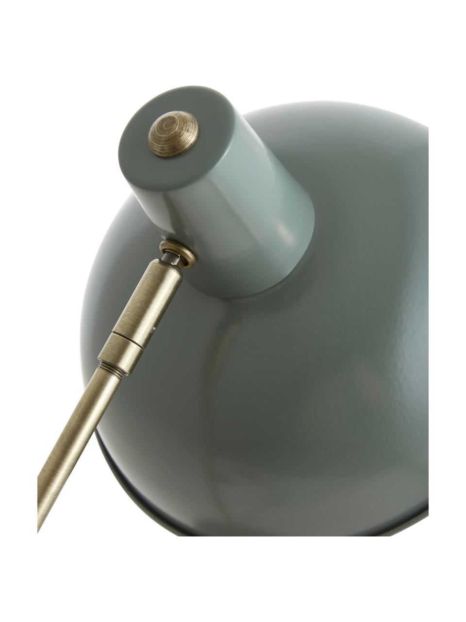 Retro-Schreibtischlampe Hood, Lampenschirm: Metall, lackiert, Lampenfuß: Metall, lackiert, Grün, Messingfarben, B 20 x H 38 cm