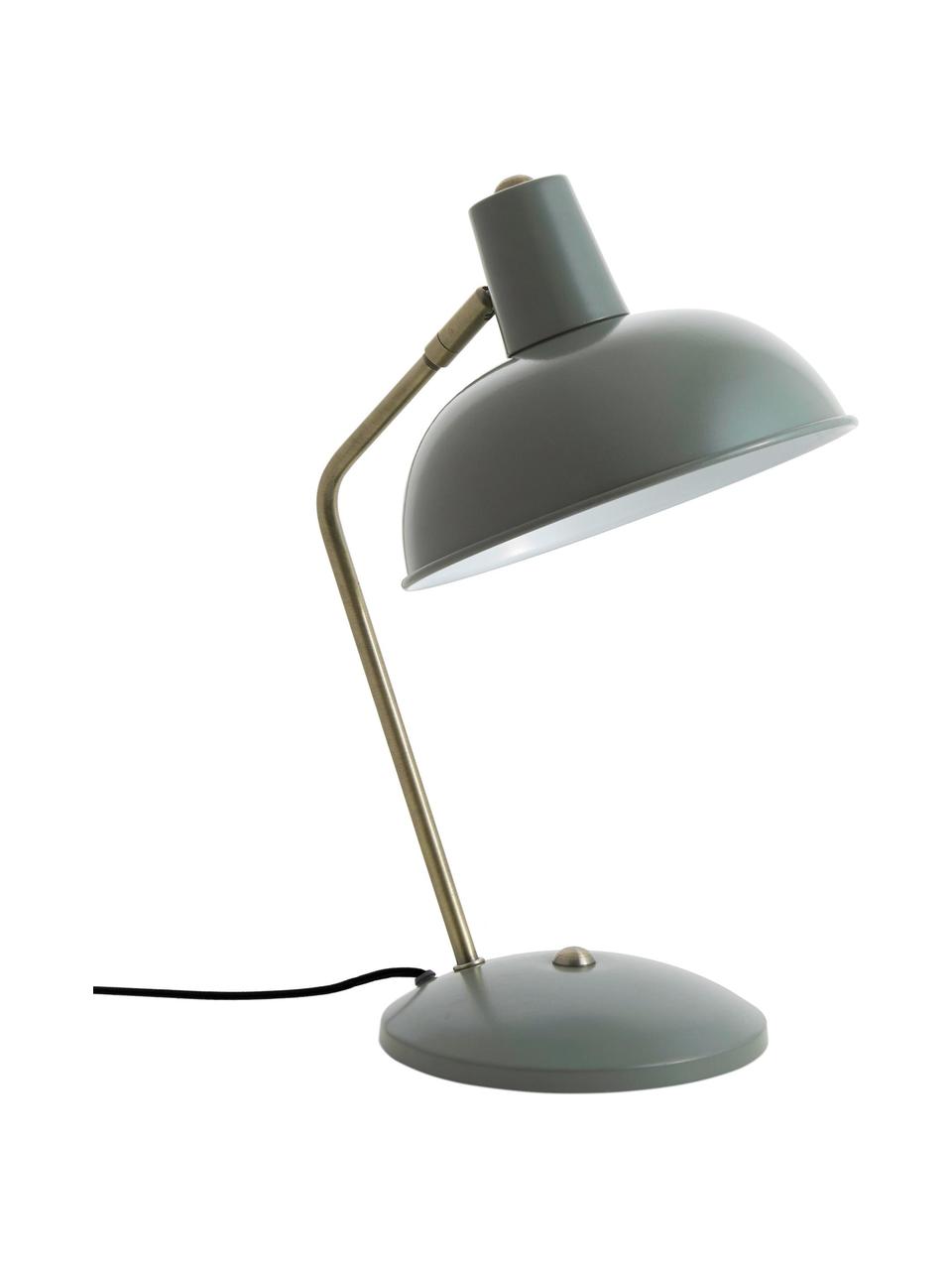 Lampada da scrivania retrò Hood, Paralume: metallo verniciato, Base della lampada: metallo verniciato, Verde, ottonato, Larg. 20 x Alt. 38 cm