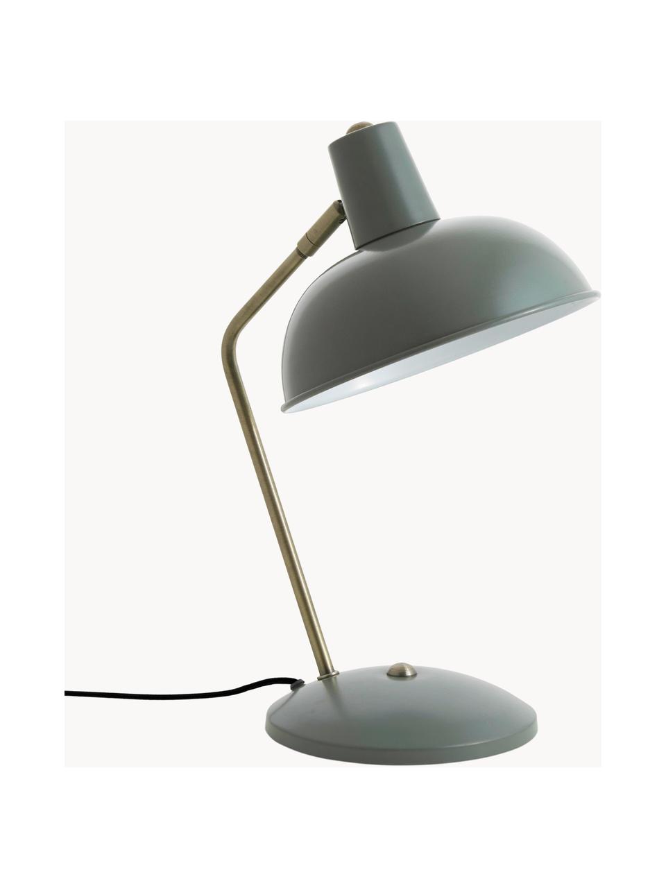 Lampe de bureau rétro Hood, Vert, laiton, larg. 20 x haut. 38 cm