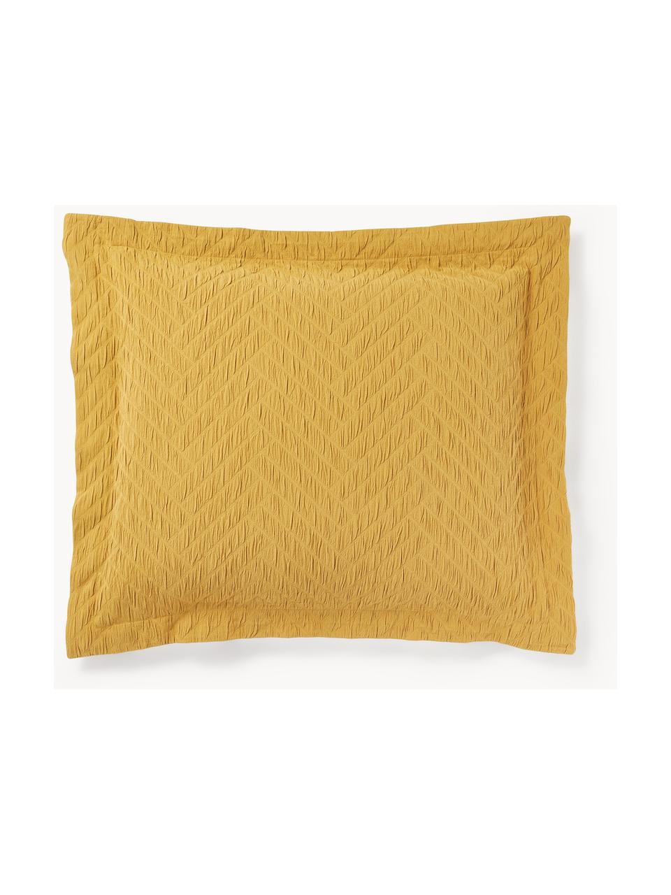 Bavlněný povlak na polštář se strukturovaným povrchem a stojacím lemem Jonie, Hořčicově žlutá, Š 40 cm, D 80 cm
