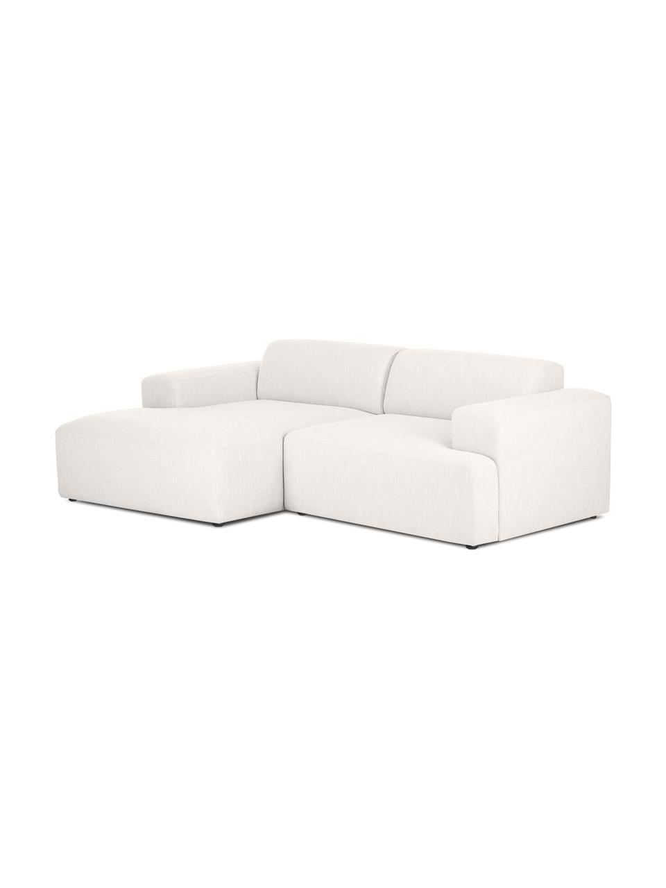 Canapé d'angle 3 places Melva, Tissu grège, larg. 239 x prof. 143 cm, méridienne à gauche