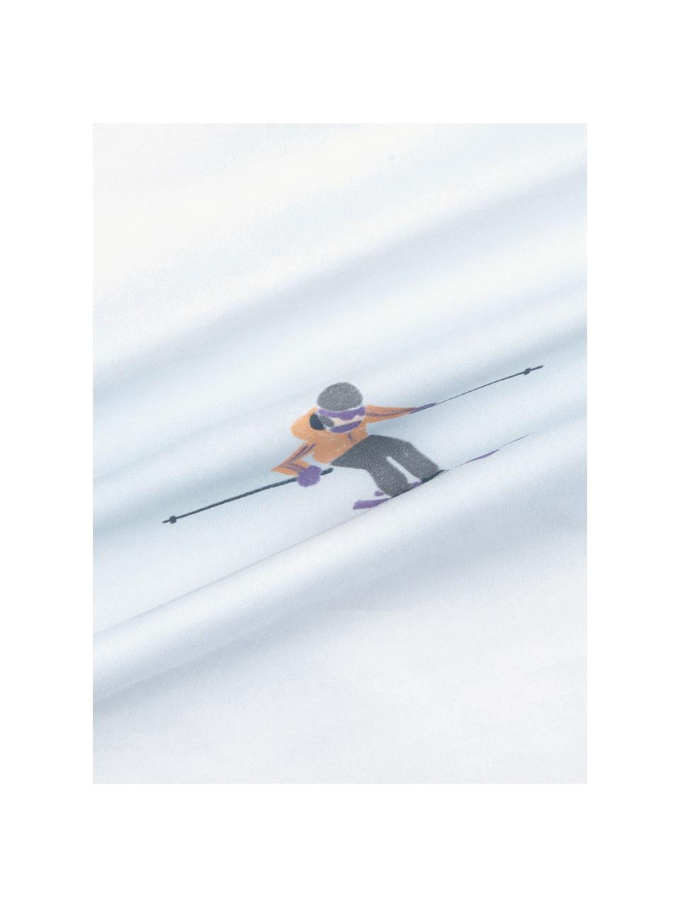 Designer Baumwollperkal-Kopfkissenbezüge Ski von Kera Till, 2 Stück, Webart: Perkal Fadendichte 180 TC, Hellblau, Weiß, B 40 x L 80 cm