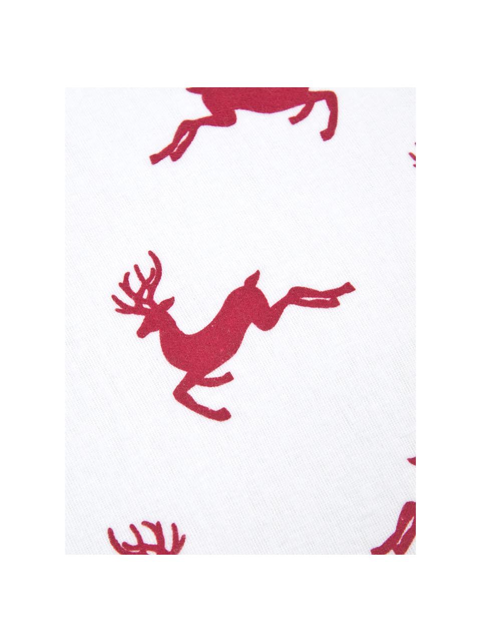Flanell-Kissenbezug Rudolph mit Rentieren, Webart: Flanell Flanell ist ein k, Rot, Weiss, 65 x 100 cm