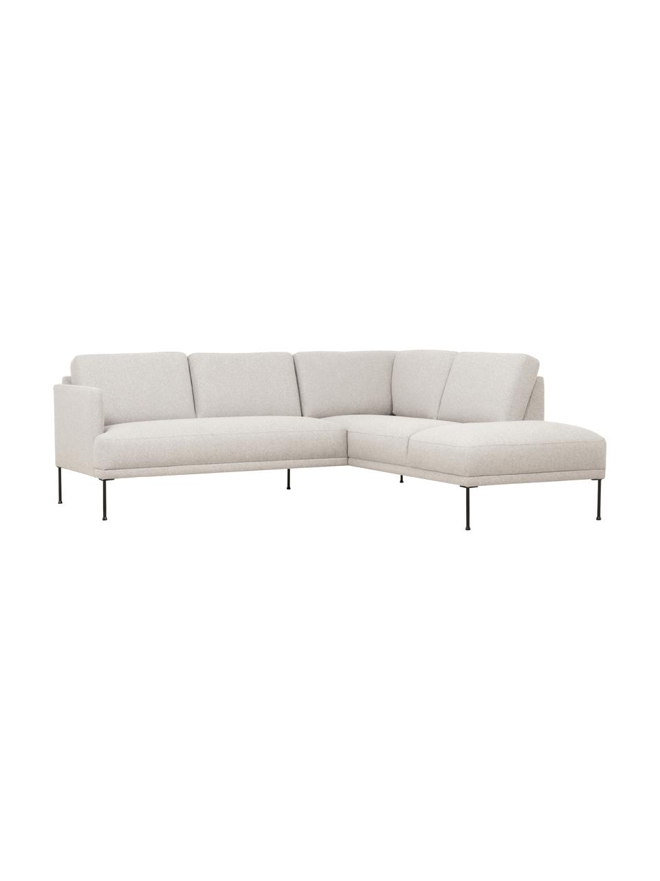Sofa narożna Fluente, Tapicerka: 80% poliester, 20% ramia , Stelaż: lite drewno sosnowe z cer, Nogi: metal malowany proszkowo, Jasnobeżowa tkanina, S 221 x G 200 cm, lewostronna