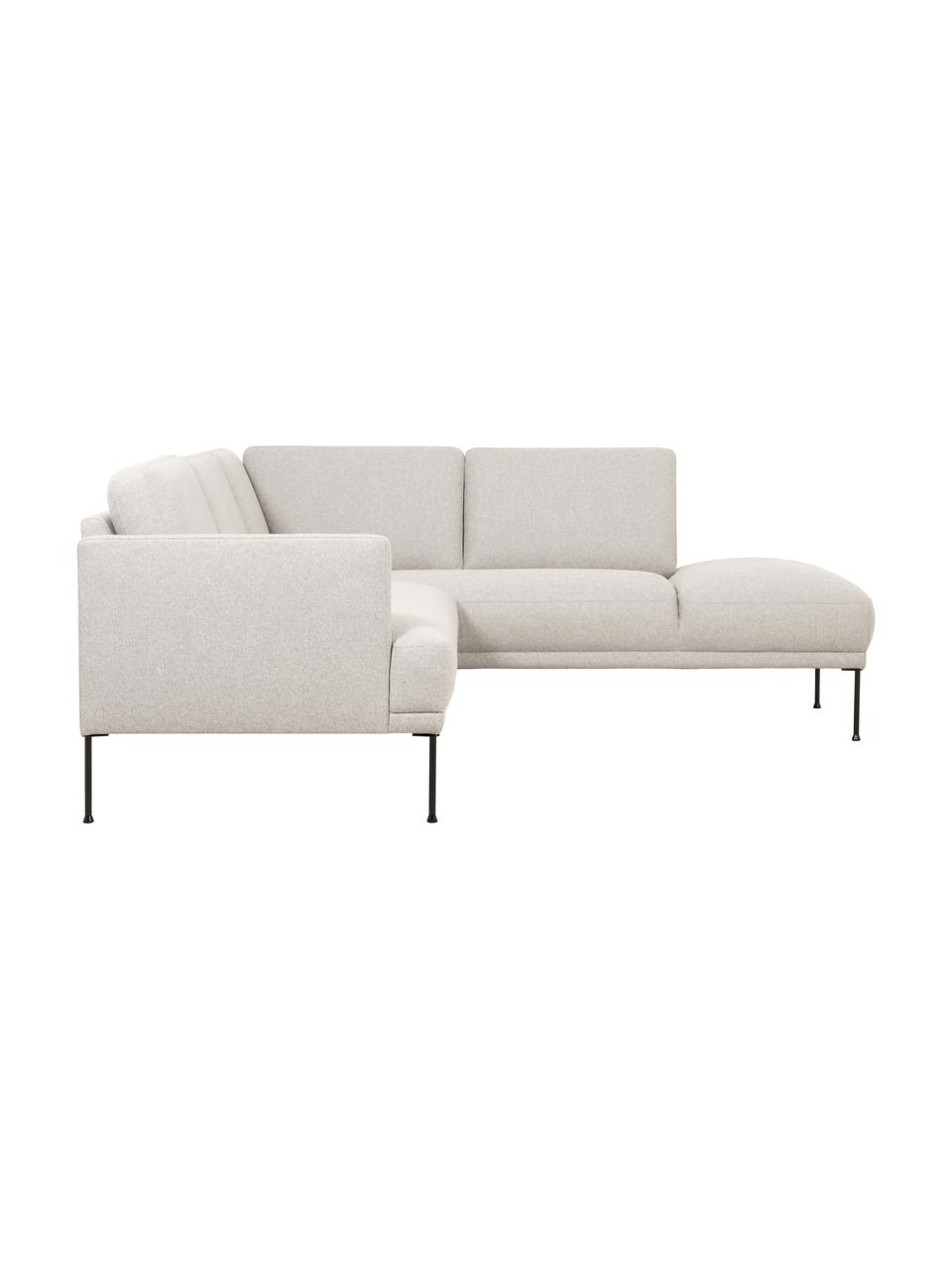 Sofa narożna Fluente, Tapicerka: 80% poliester, 20% ramia , Stelaż: lite drewno sosnowe z cer, Nogi: metal malowany proszkowo, Jasnobeżowa tkanina, S 221 x G 200 cm, lewostronna