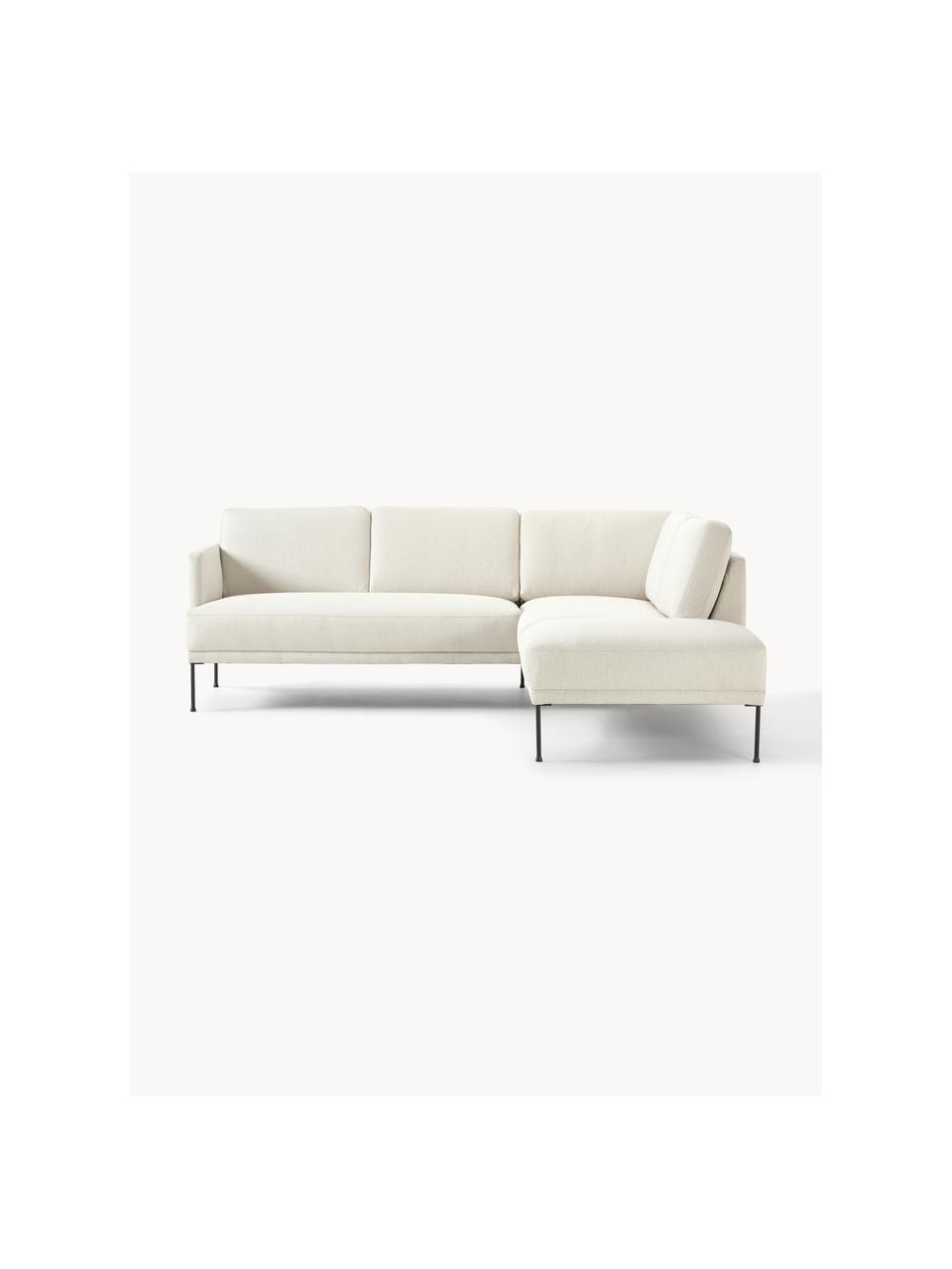 Sofa narożna Fluente, Tapicerka: 80% poliester, 20% ramia , Stelaż: lite drewno sosnowe z cer, Nogi: metal malowany proszkowo, Jasnobeżowa tkanina, S 221 x G 200 cm, lewostronna