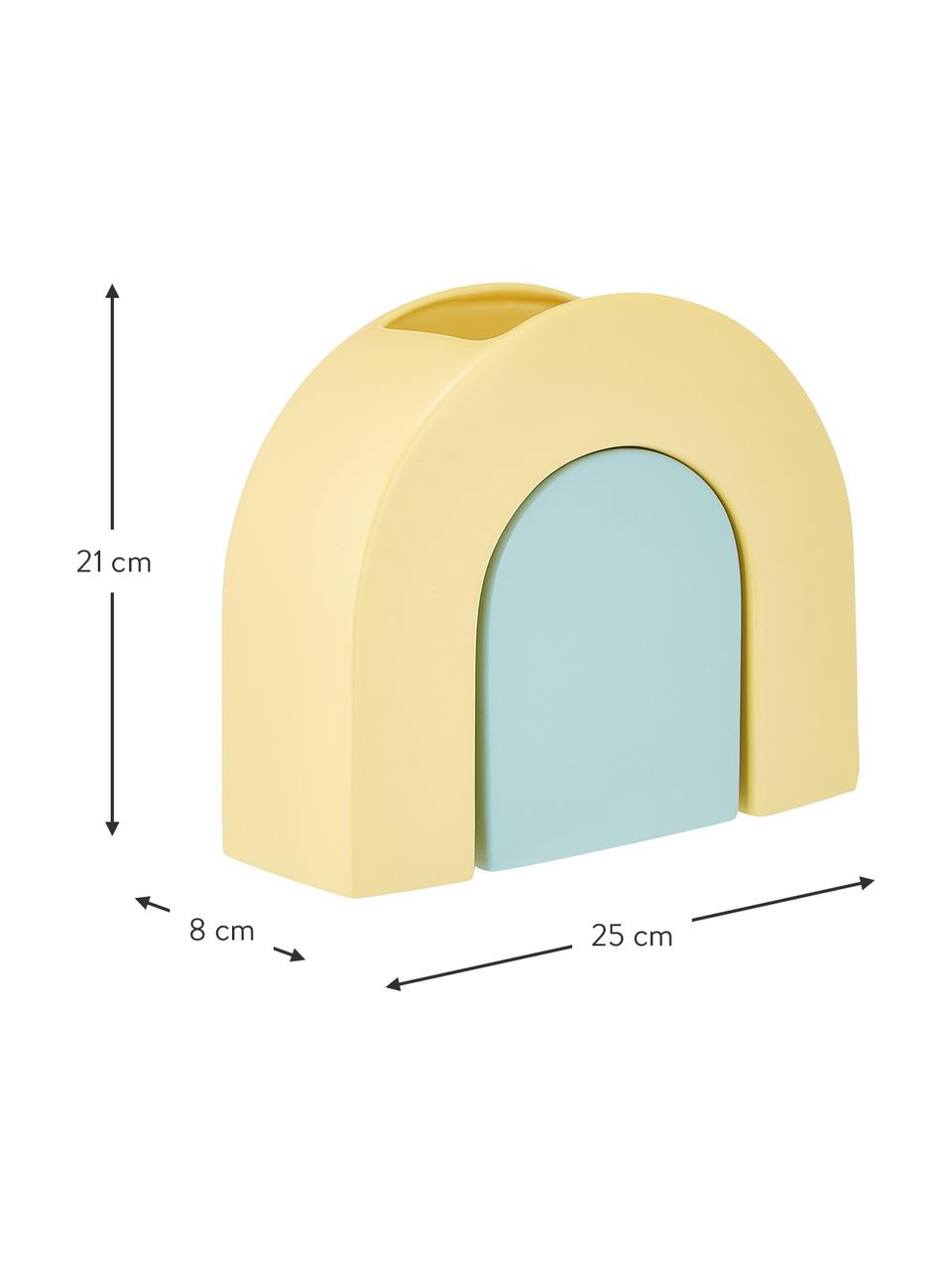 Vase pop Bow, 2 élém., Dolomie, Jaune, bleu, Lot de différentes tailles