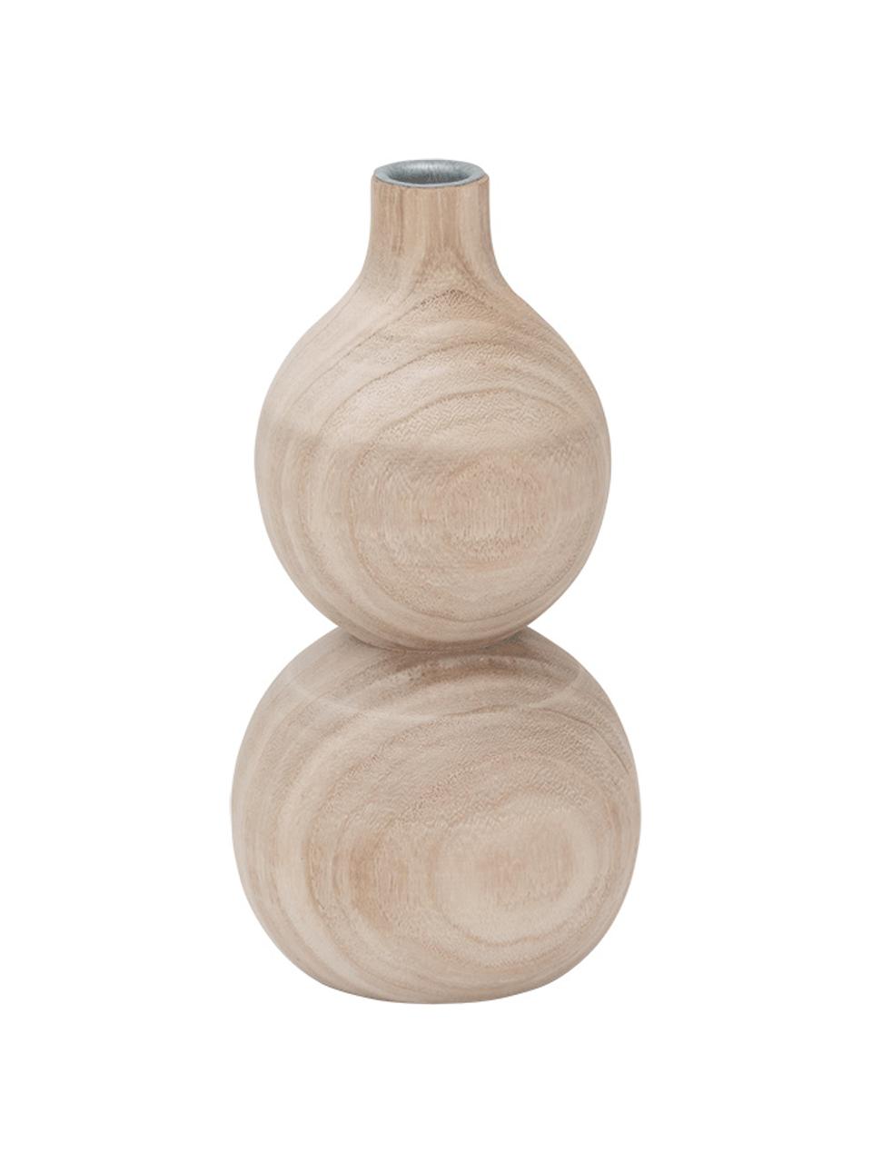 Ręcznie wykonany świecznik z drewna Bulb, Drewno naturalne, Beżowy, Ø 13 x W 23 cm