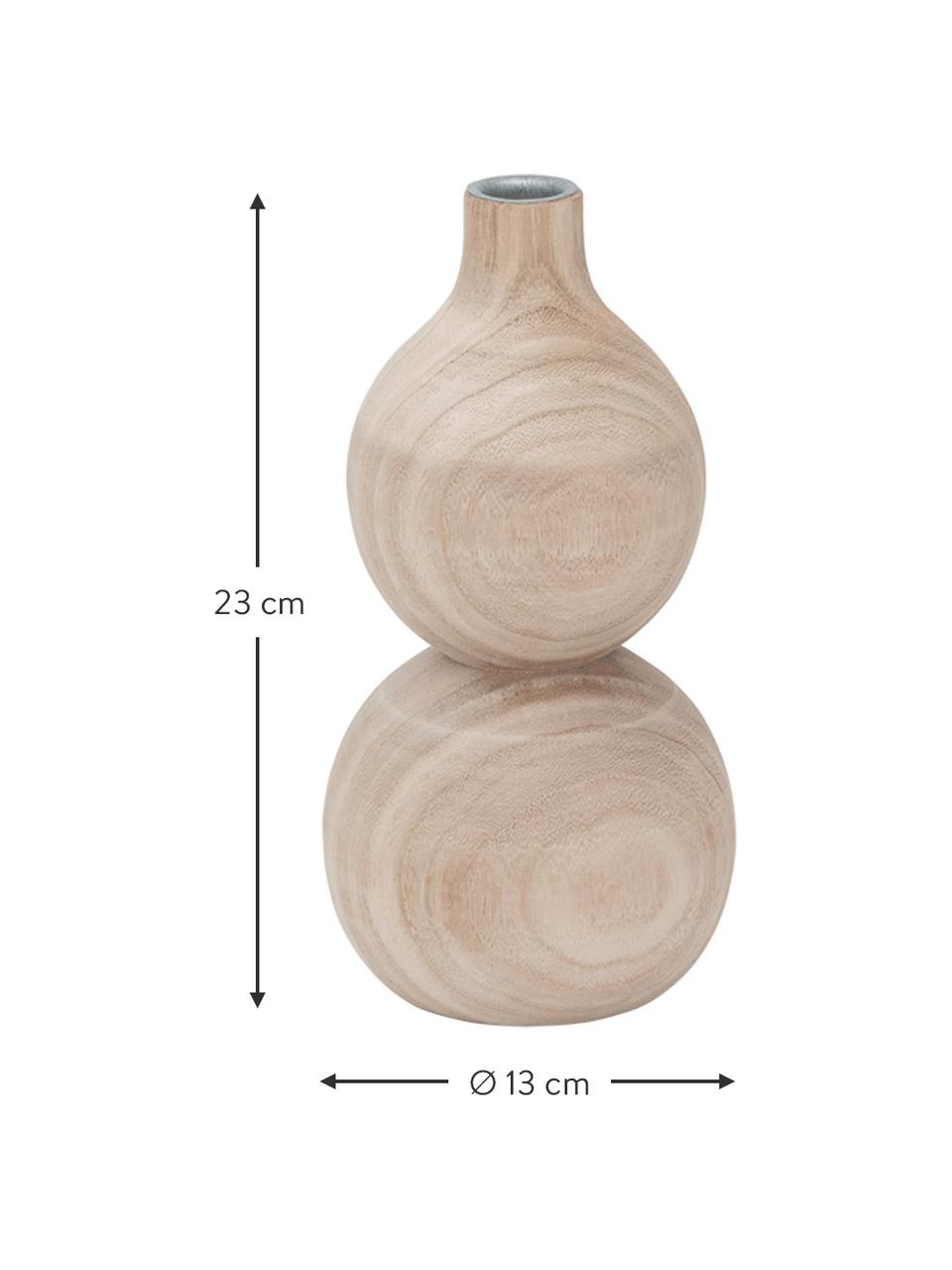 Ręcznie wykonany świecznik z drewna Bulb, Drewno naturalne, Beżowy, Ø 13 x W 23 cm