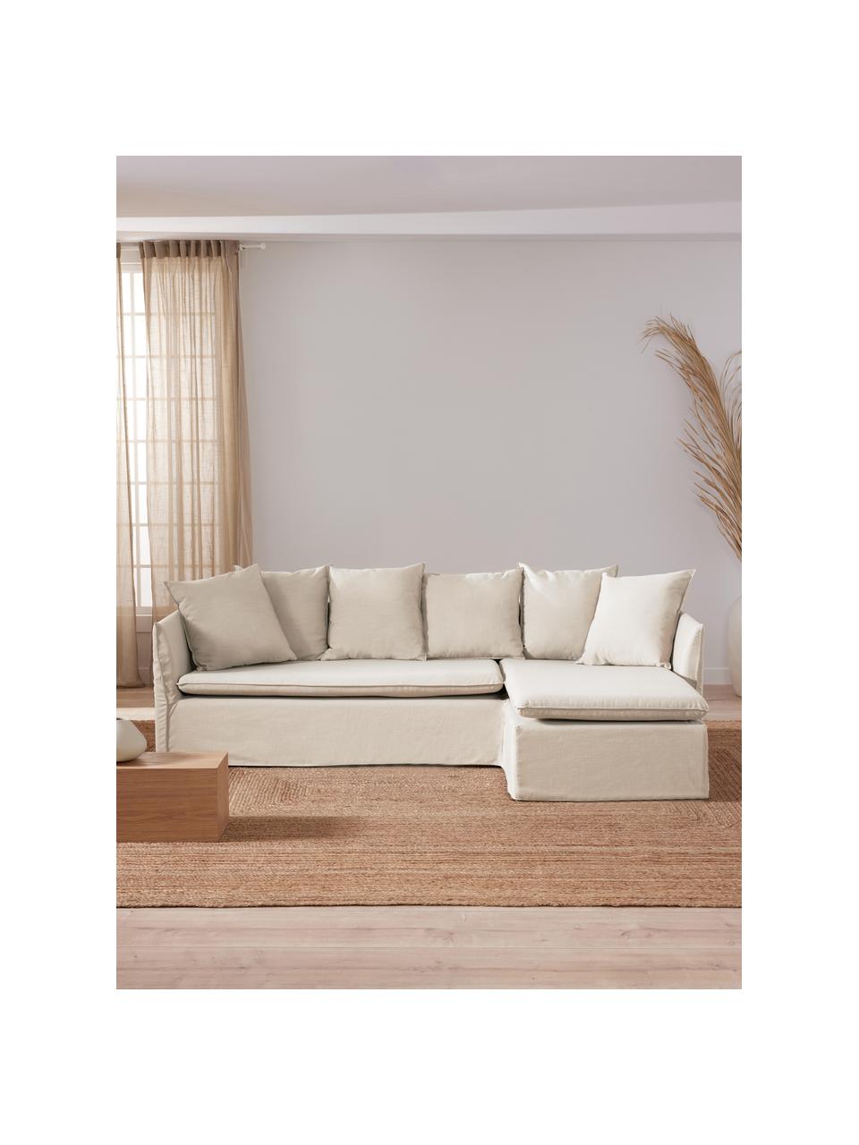 Ecksofa Mila (3-Sitzer), Bezug: 100% Polyester Der hochwe, Gestell: Kieferholz, Faserplatte, , Webstoff Beige, B 230 x T 170 cm, Eckteil rechts