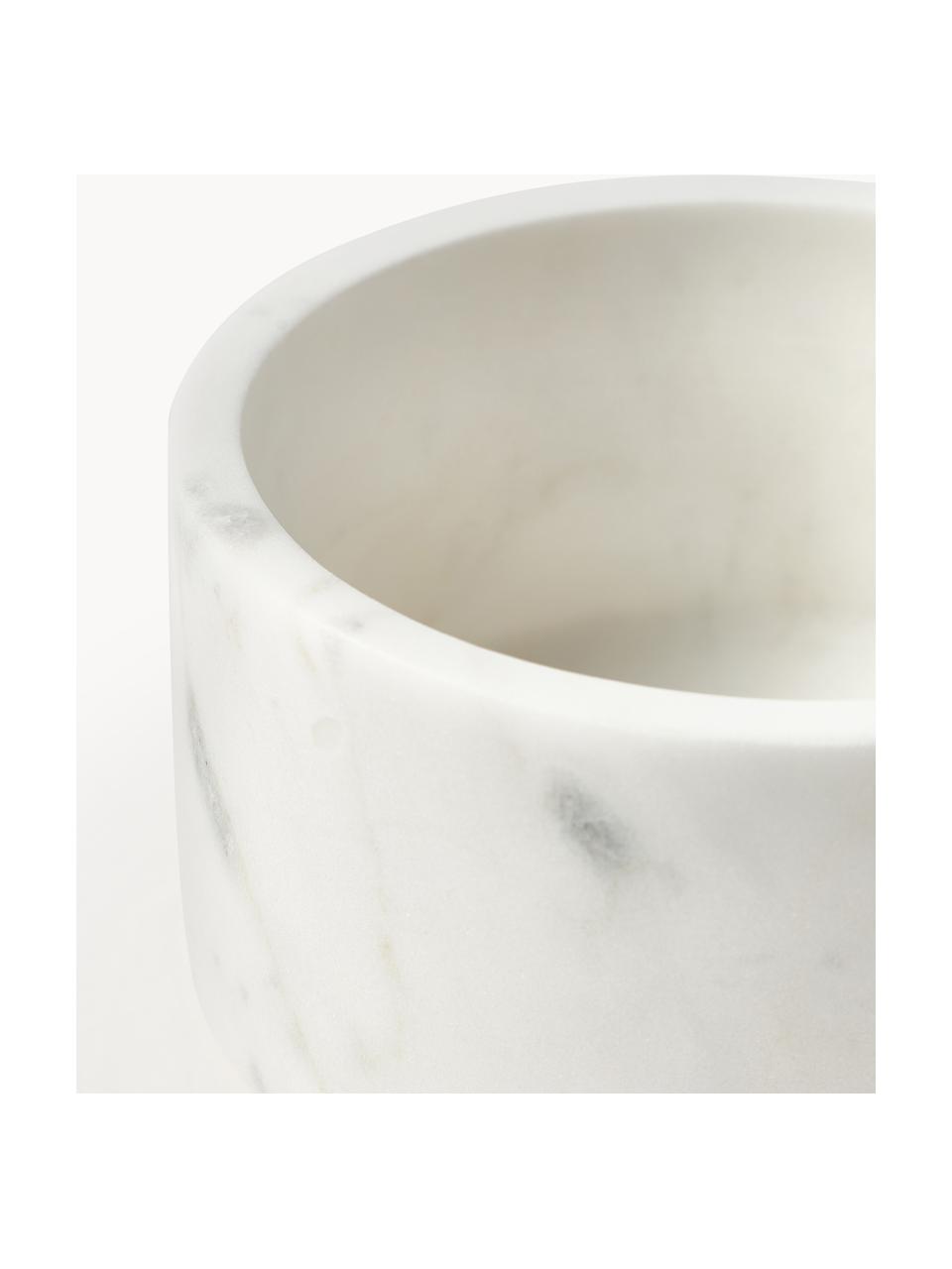 Marmor-Schmuckkästchen Selina mit Deckel, Marmor, Metall, Weiß, marmoriert, Gold, Ø 15 x H 11 cm