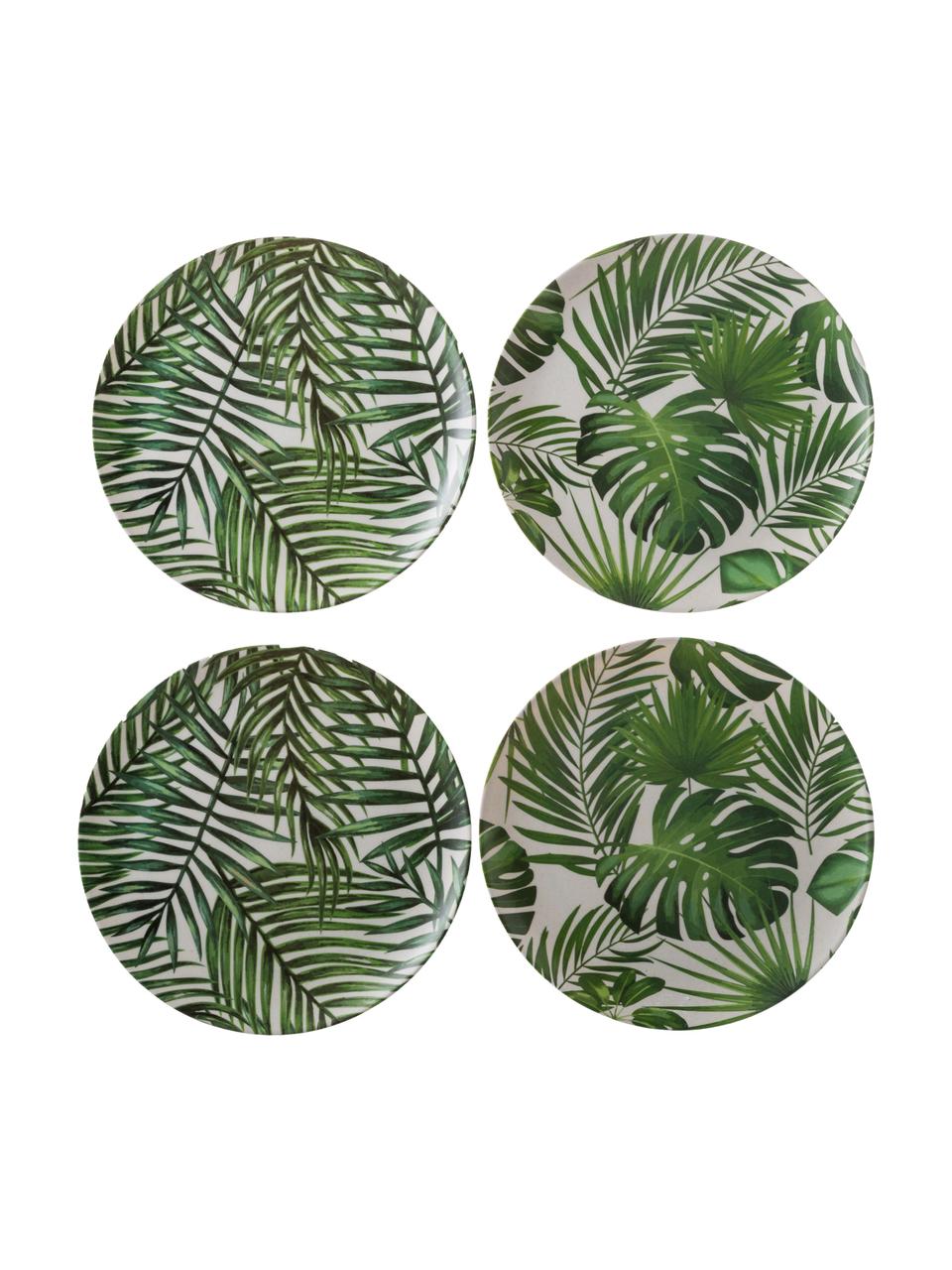 Sada bambusových snídaňových talířů Tropical, 4 díly, Odstíny zelené, bílá