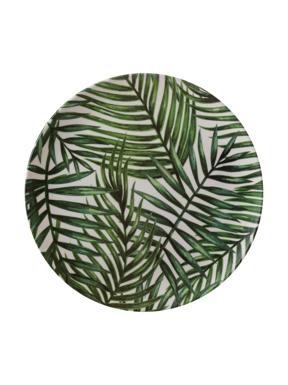 Súprava 4 bambusových tanierov Tropical, Zelená, biela