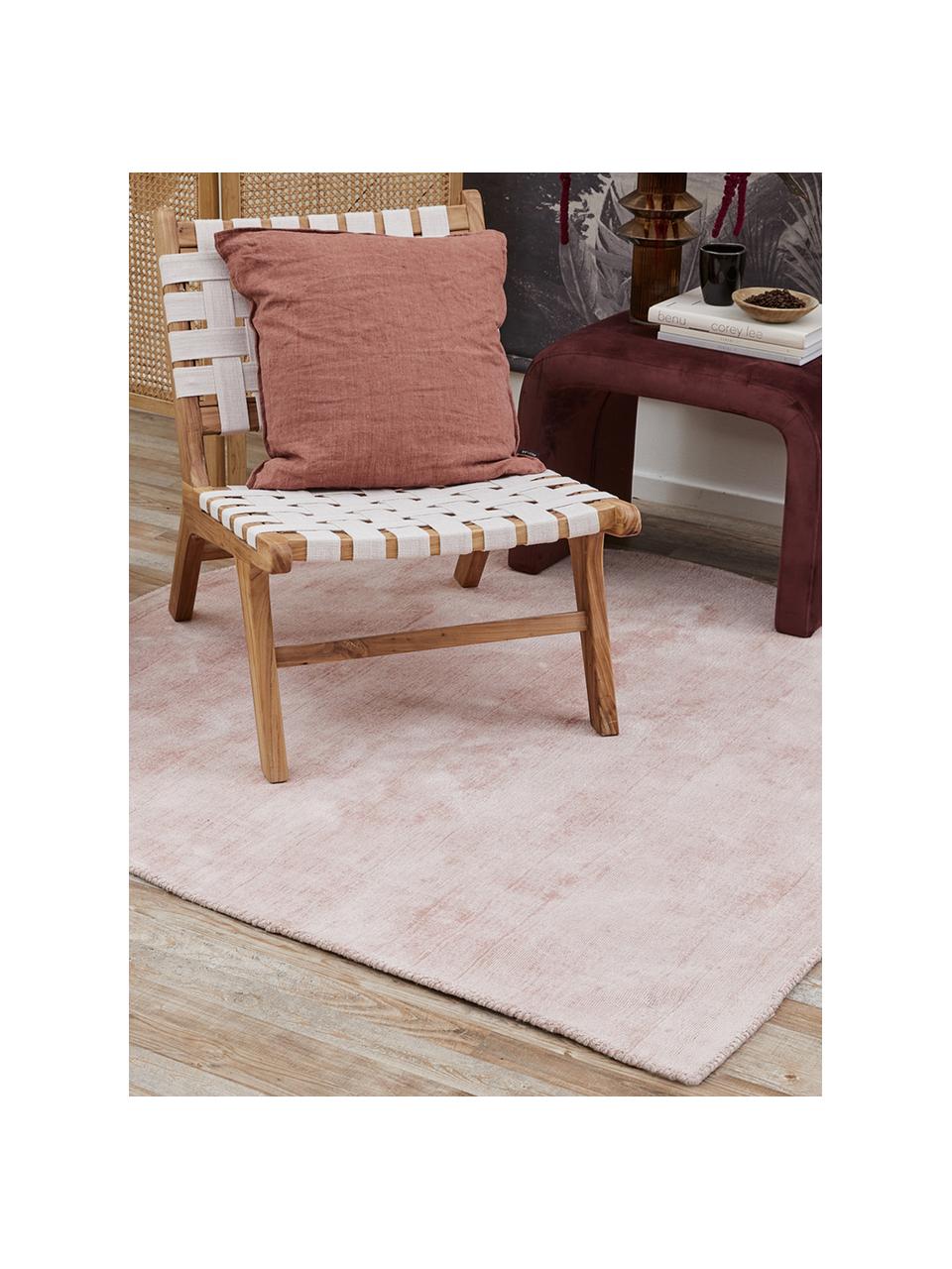 Tapis en viscose rose tissé main Jane Drop, Rose