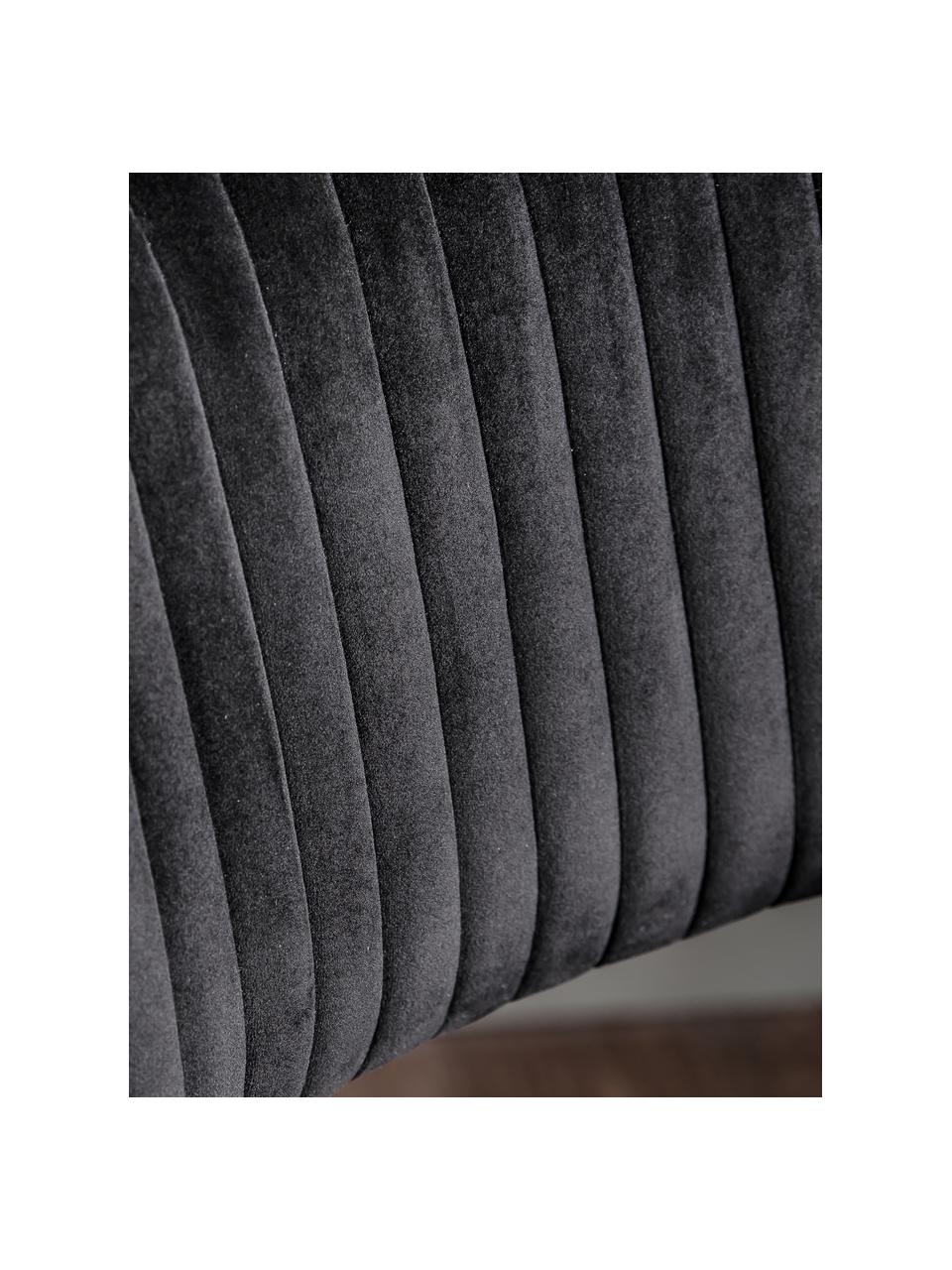 Silla de oficina de terciopelo Murray, altura regulable, Tapizado: terciopelo de poliéster, Patas: metal galvanizado, Ruedas: plástico (nylon), Terciopelo negro, cromo, An 56 x F 52 cm