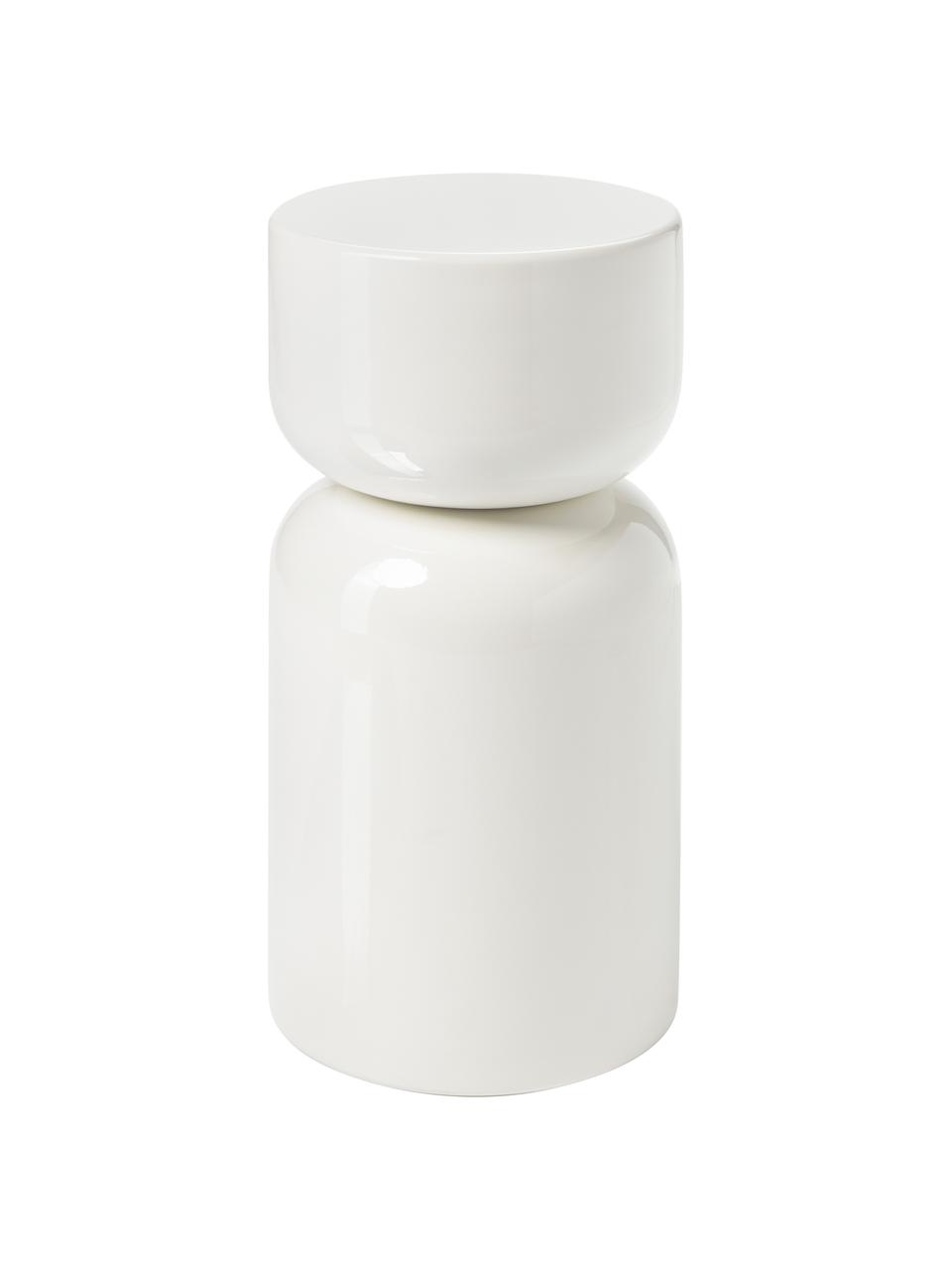 Table d'appoint ronde Amina, Métal, revêtement par poudre, Blanc crème, brillant, Ø 28 x haut. 54 cm