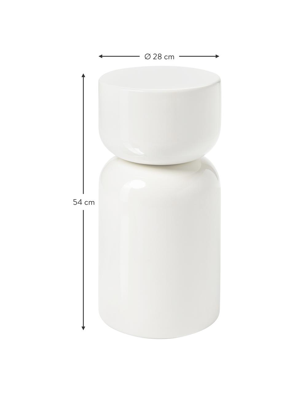 Table d'appoint ronde Amina, Métal, revêtement par poudre, Blanc crème, brillant, Ø 28 x haut. 54 cm