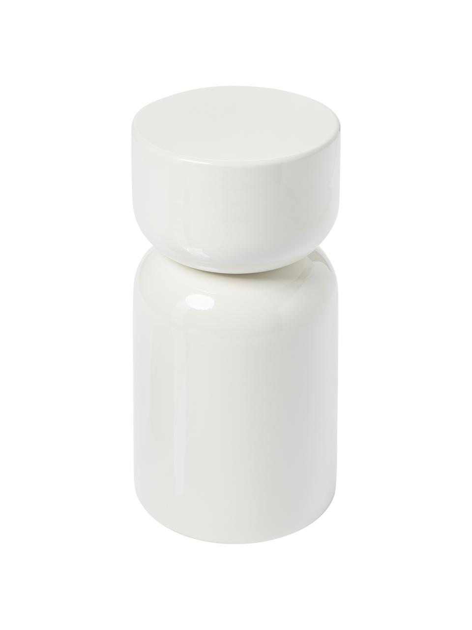 Ronde bijzettafel Amina, Gepoedercoat metaal, Glanzend crèmewit, Ø 28 x H 54 cm