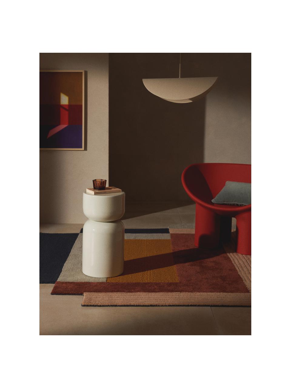 Kulatý odkládací stolek Amina, Kov s práškovým nástřikem, Krémově bílá, lesklá, Ø 28 cm, V 54 cm