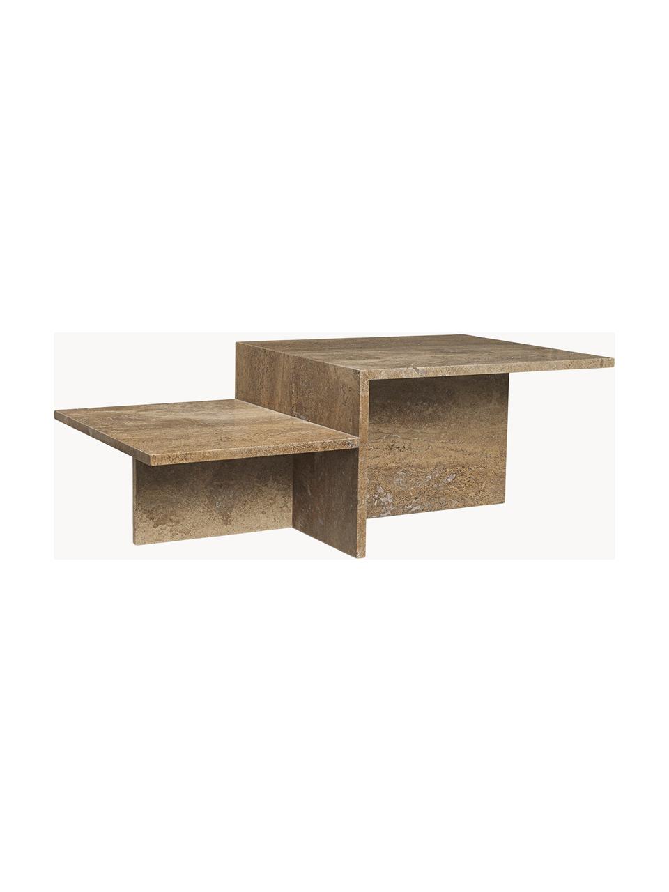 Table basse en travertin Distinct, Travertin, Travertin brun, larg. 100 x prof. 55 cm