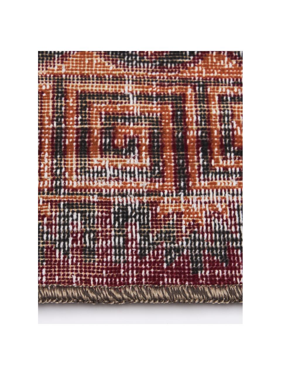 Dywan wewnętrzny/zewnętrzny w stylu orient Tilas Istanbul, 100% polipropylen, Ciemny czerwony, musztardowy, khaki, S 80 x D 150 cm (Rozmiar XS)