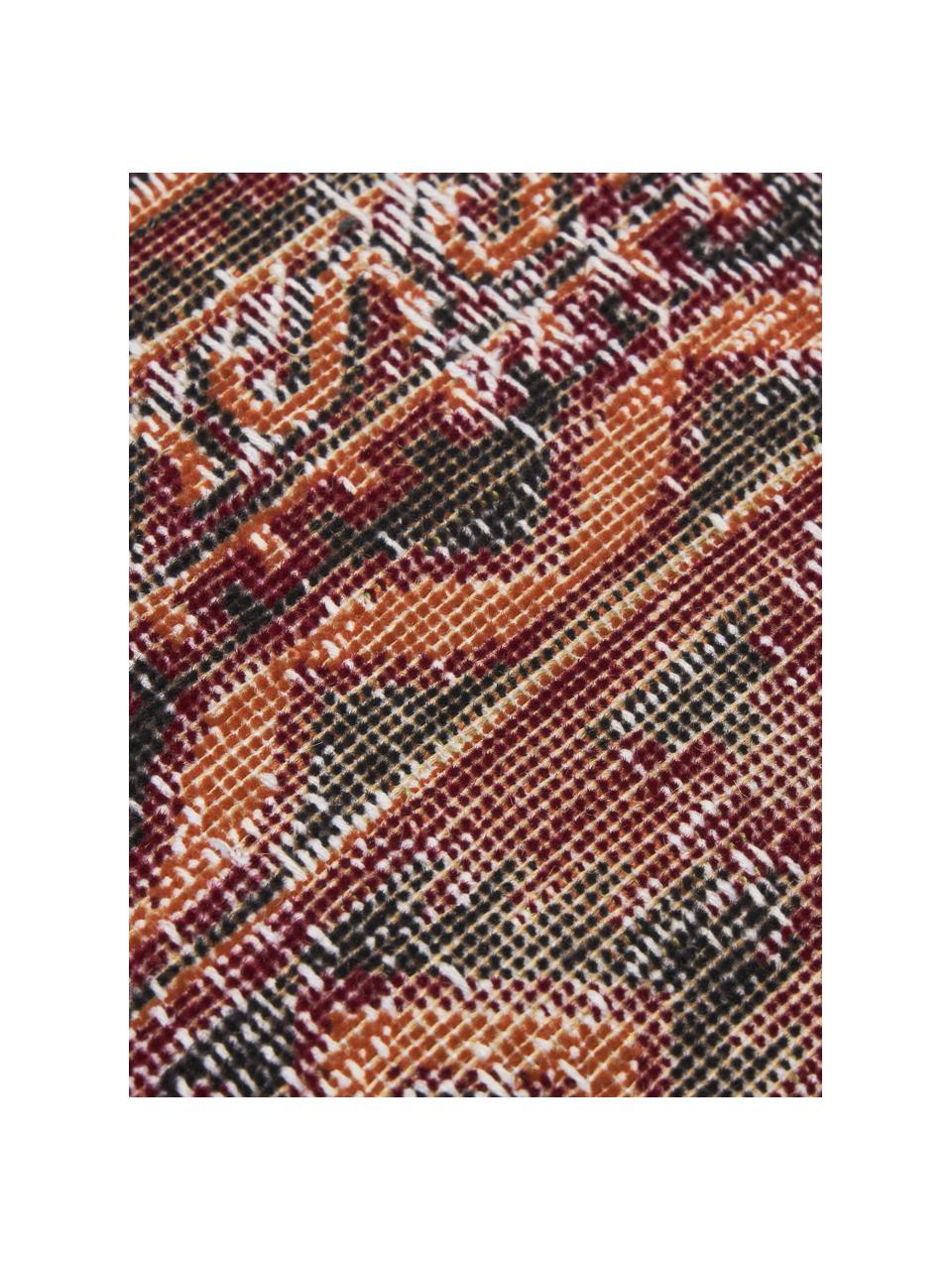 In- & outdoor vloerkleed Tilas Istanbul in donkerrood, Orient Style, 100% polypropyleen, Donkerrood, mosterdgeel, patroon, B 80 x L 150 cm (maat XS)