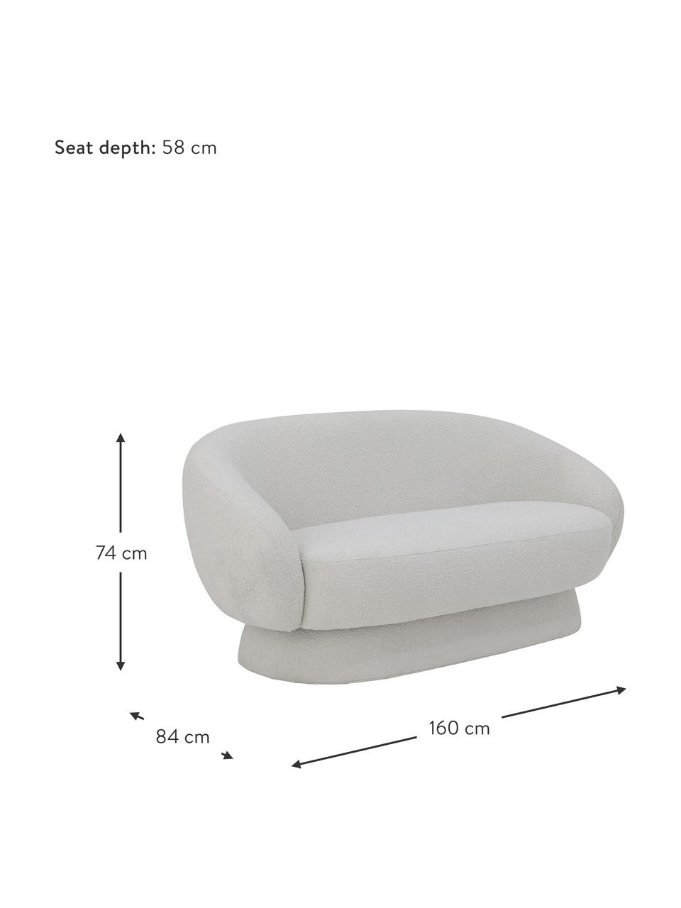 Bouclé-Sofa Ted (2-Sitzer), Bezug: Bouclé (95 % Polyester, 5, Bouclé Weiss, B 160 x T 84 cm