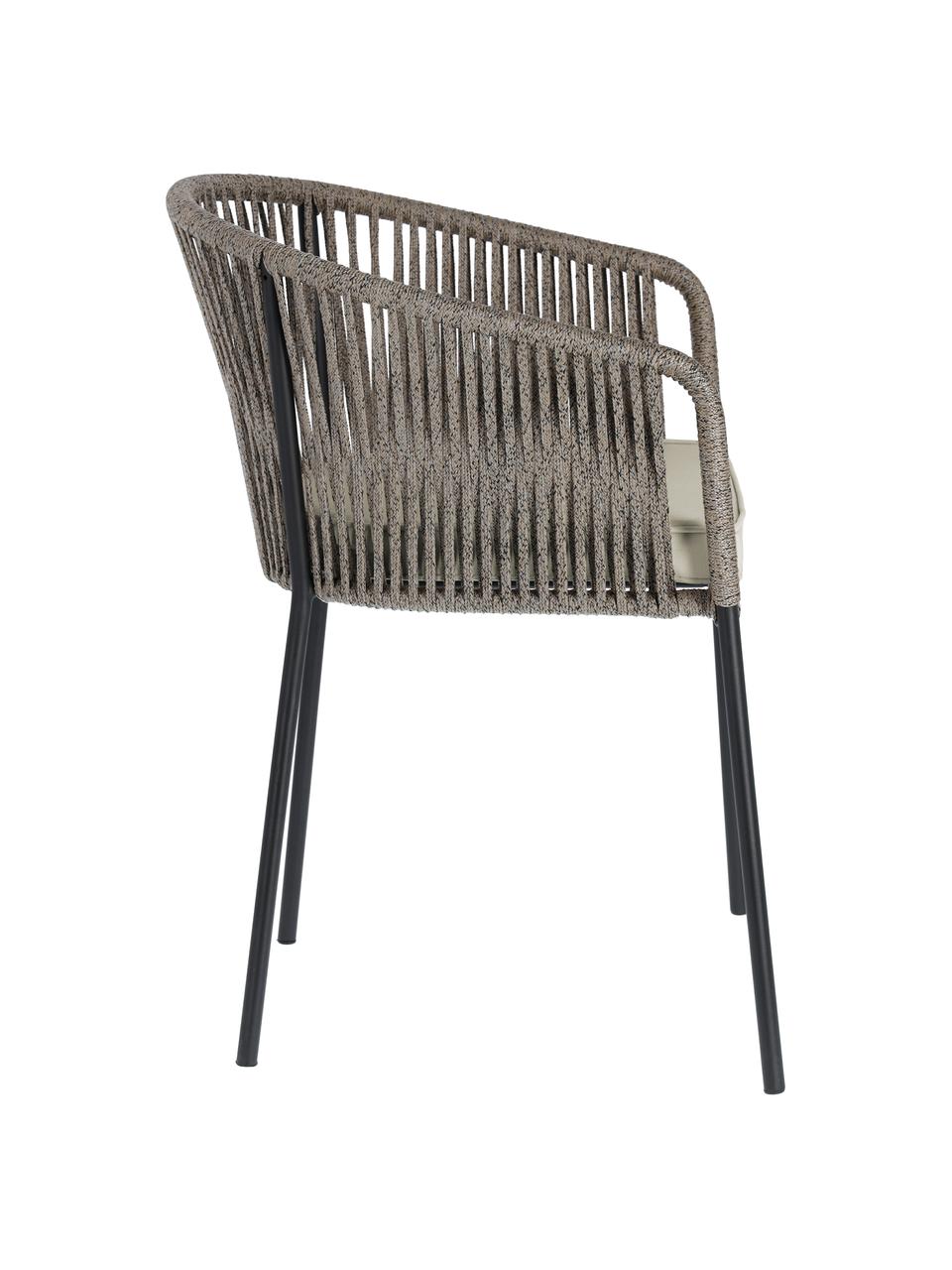 Krzesło ogrodowe Yanet, Stelaż: metal ocynkowany i lakier, Tapicerka: poliester, Beżowa tkanina, szary, S 56 x G 51 cm