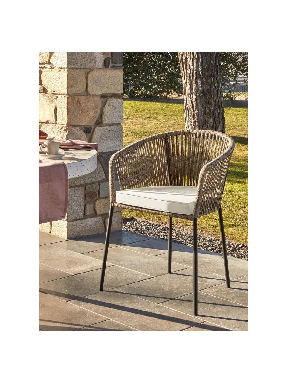 Chaise de jardin Yanet, Tissu beige, gris, larg. 56 x prof. 51 cm