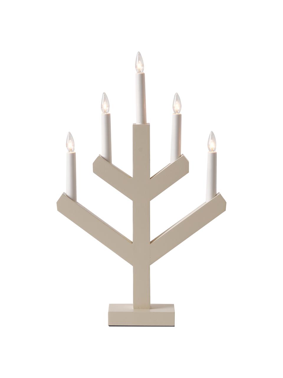 Lampe à poser en bois avec bougies LED Vinga, Beige, blanc, larg. 32 x haut. 50 cm
