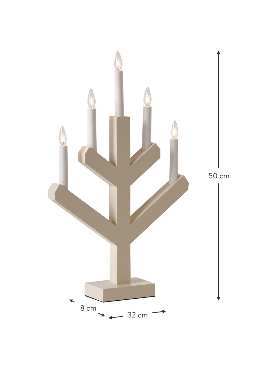 Lampe à poser en bois avec bougies LED Vinga, Beige, blanc, larg. 32 x haut. 50 cm