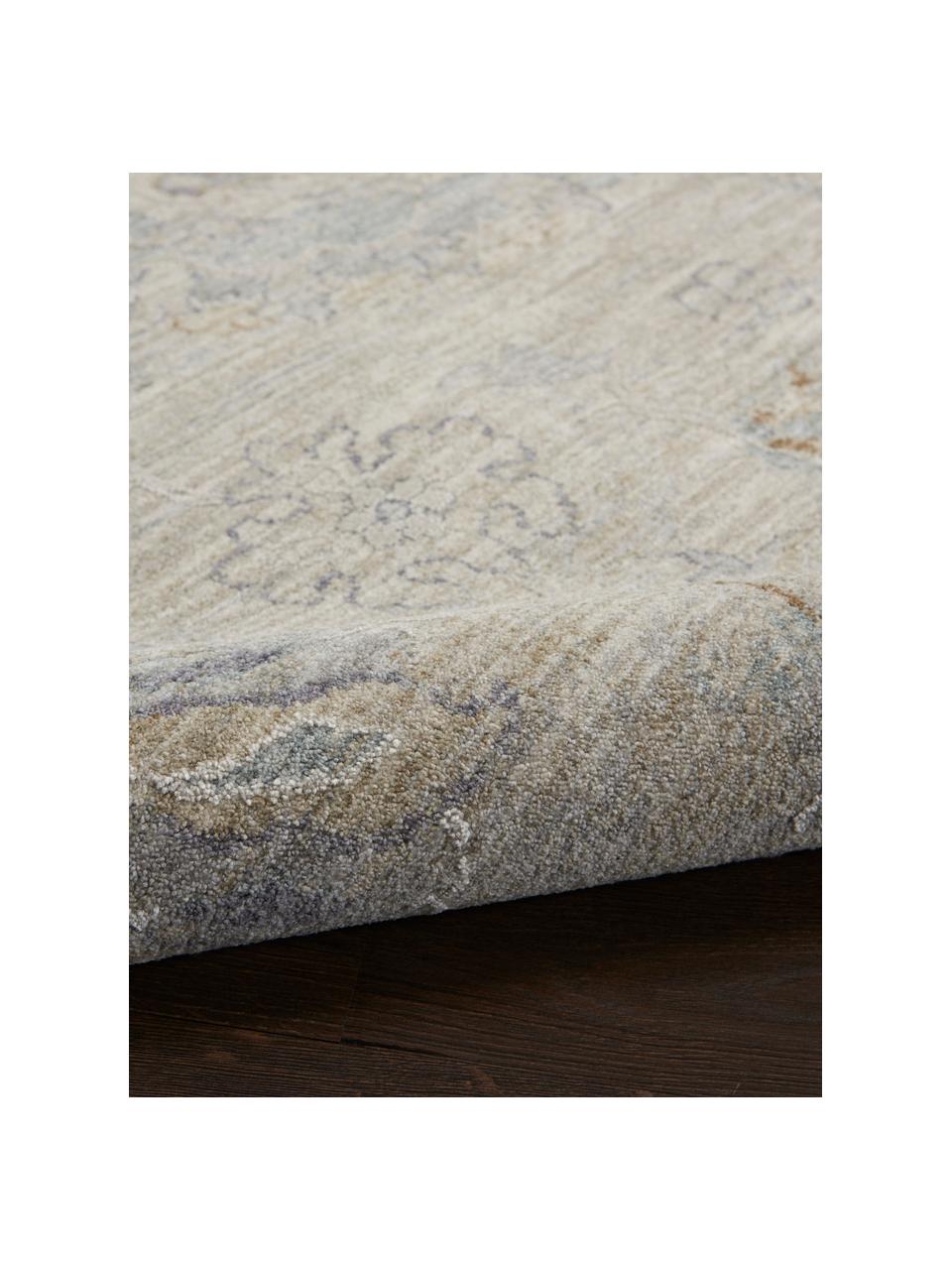 Tapis de couloir à poils courts Infinite, 94 % polyester, 6 % polypropylène, Tons beiges, tons gris, larg. 70 x long. 310 cm
