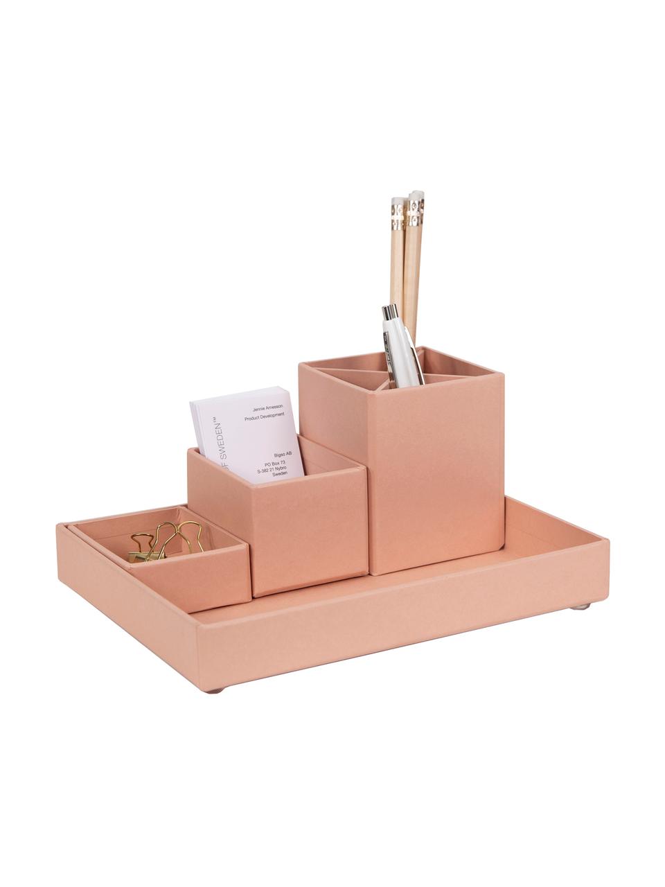 Büro-Organizer-Set Lena, 4-tlg., Fester, laminierter Karton, Altrosa, Set mit verschiedenen Größen