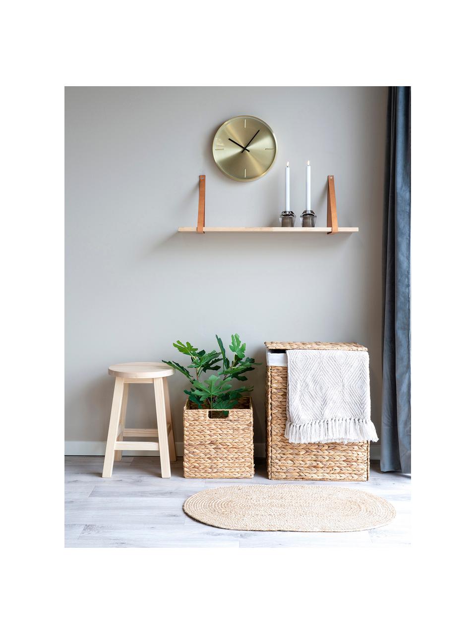 Cesta de ropa con tapadera Passo, Exterior: jacinto de agua, Interior: algodón, poliéster, Tonos beige, An 43 x Al 55 cm