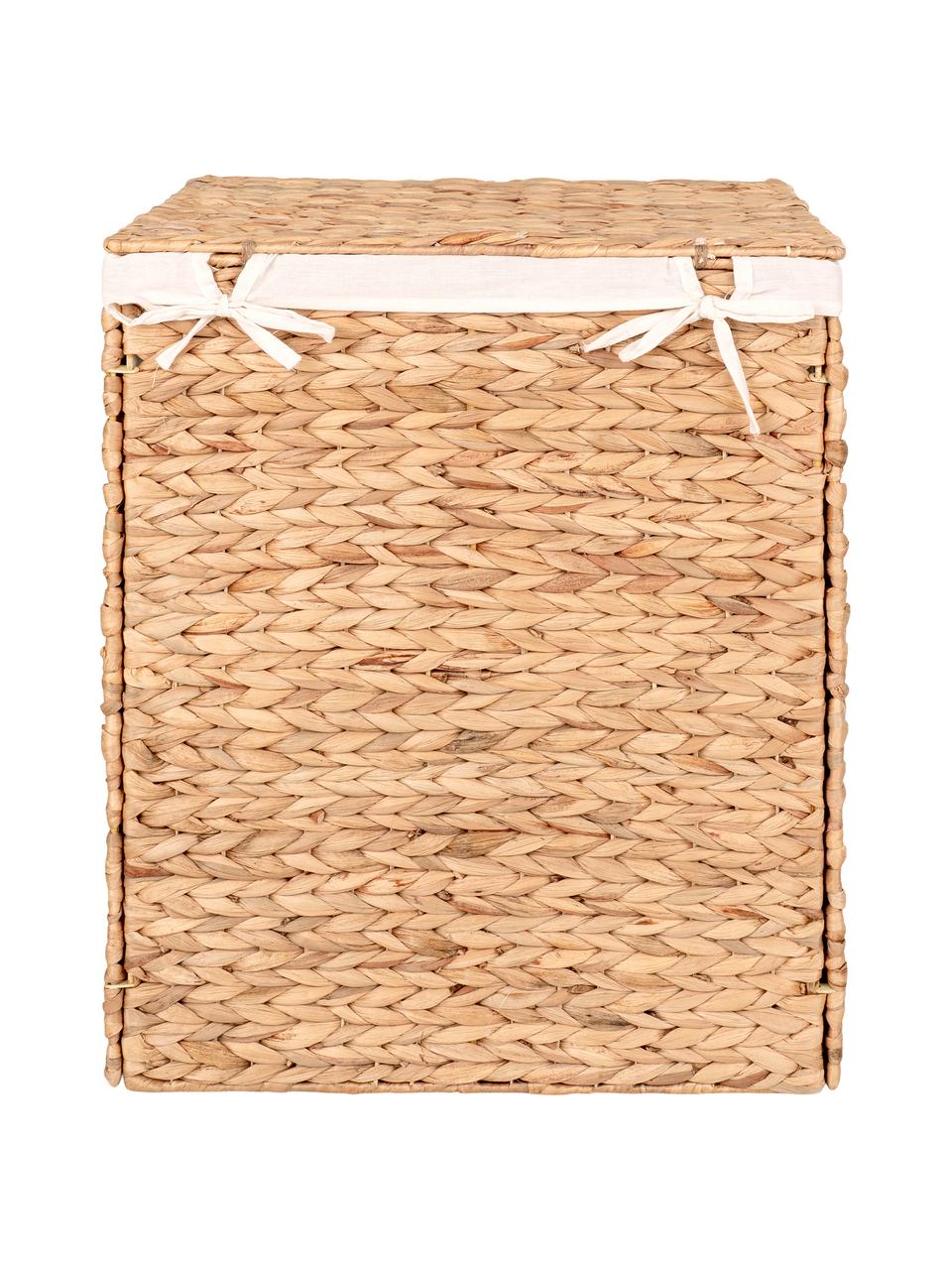 Portabiancheria con coperchio Passo, Esterno: giacinto d'acqua, Tonalità beige, Larg. 43 x Alt. 55 cm
