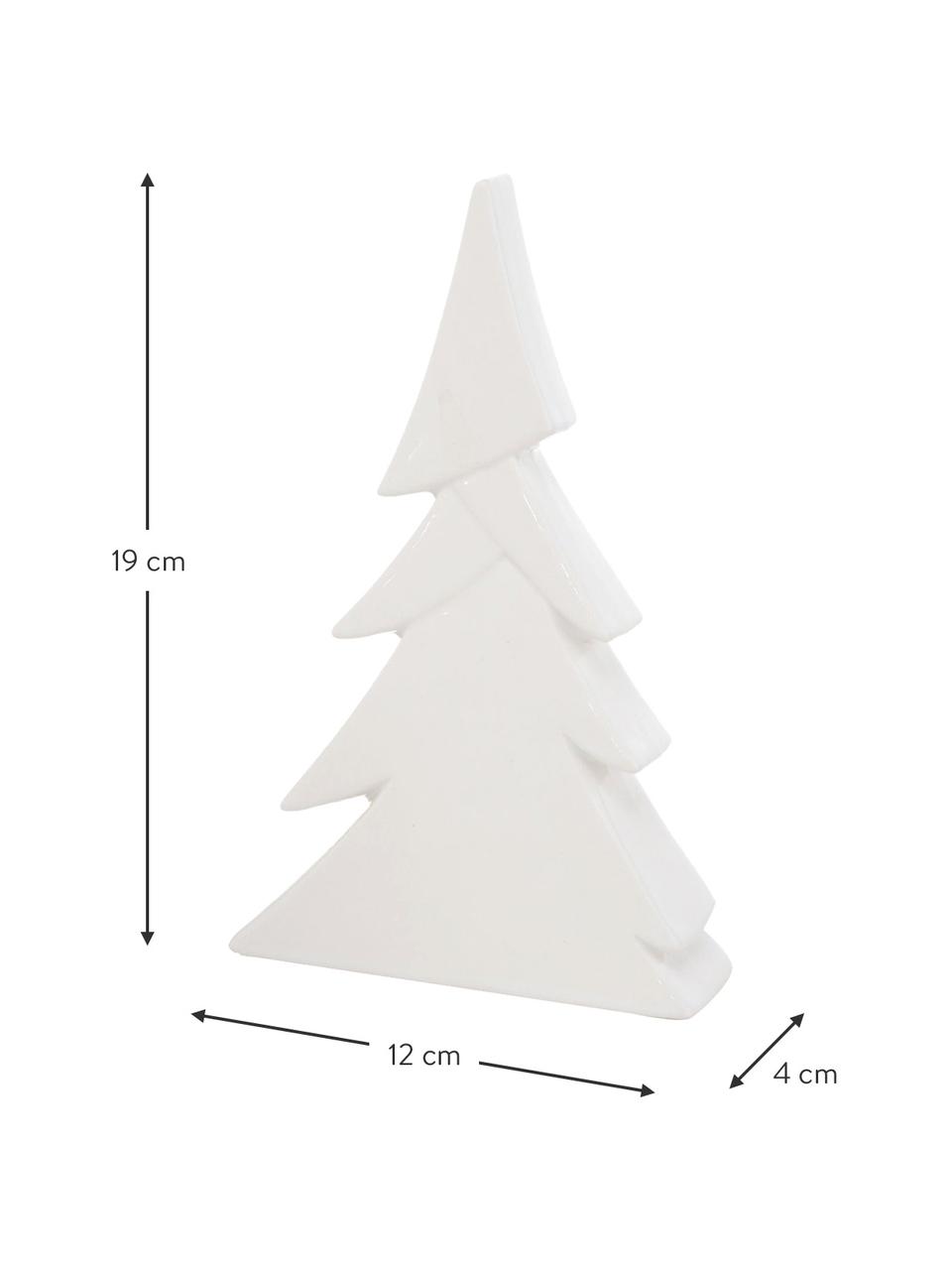 Handgefertigtes Deko-Weihnachtsbäume-Set Jade, 2-tlg., Steingut, Weiß, 12 x H 19 cm