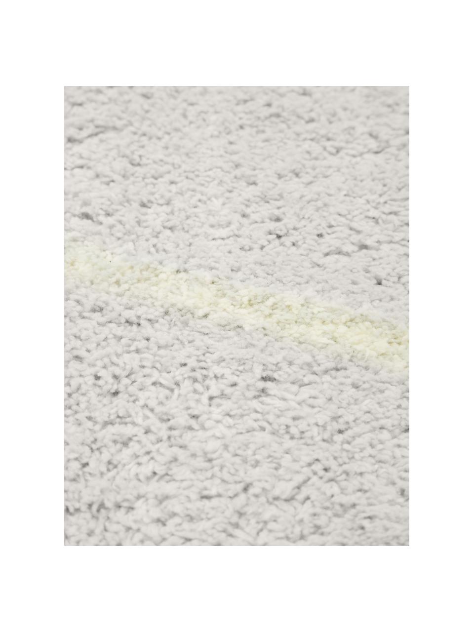 Ručně tkaný bavlněný koberec s klikatým vzorem a třásněmi Asisa, Odstíny šedé a žluté, Š 80 cm, D 150 cm (velikost XS)