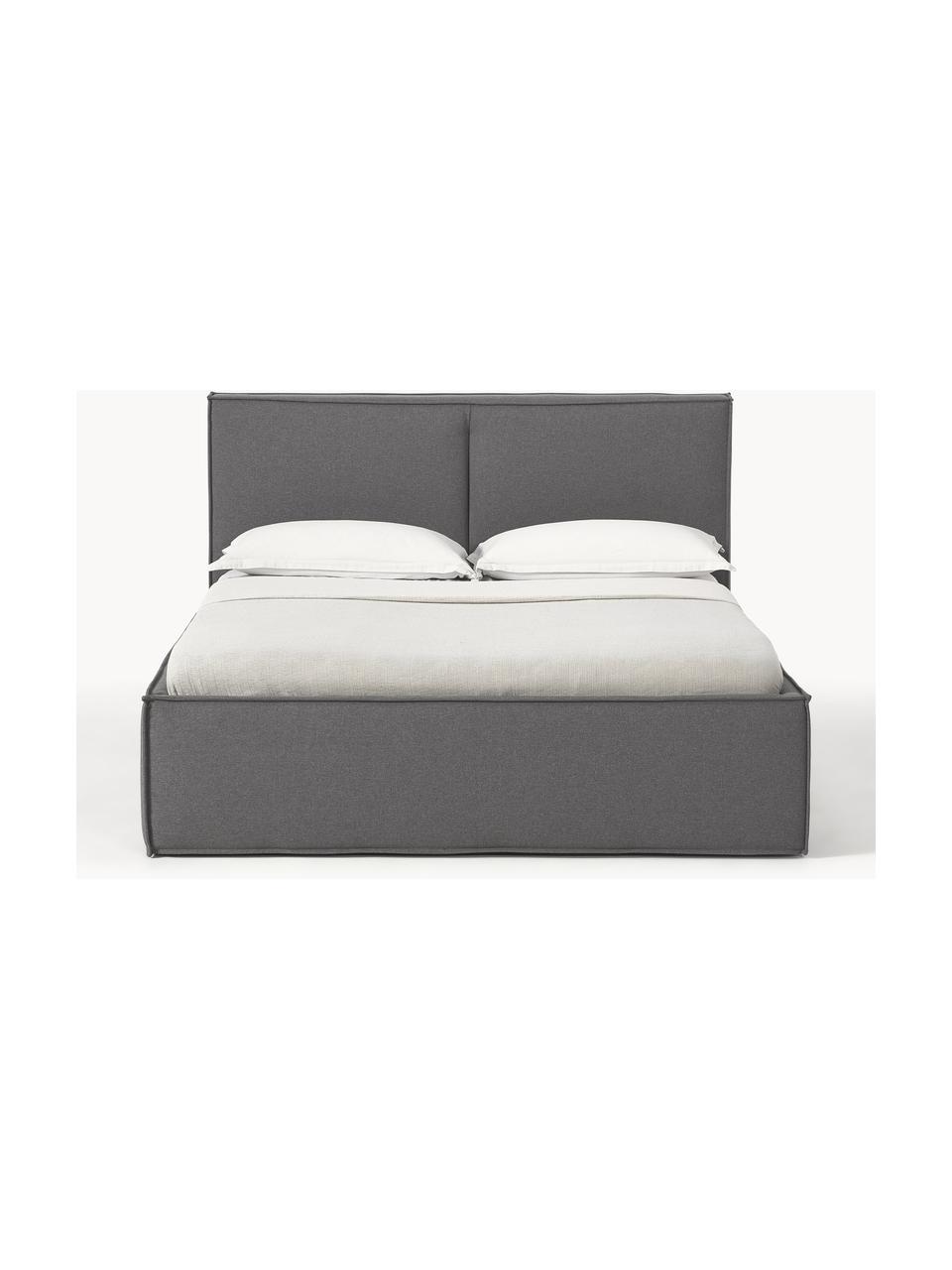 Gestoffeerd bed Dream met opbergruimte, Bekleding: polyester (gestructureerd, Frame: massief grenenhout en pla, Geweven stof donkergrijs, B 160 x L 200 cm