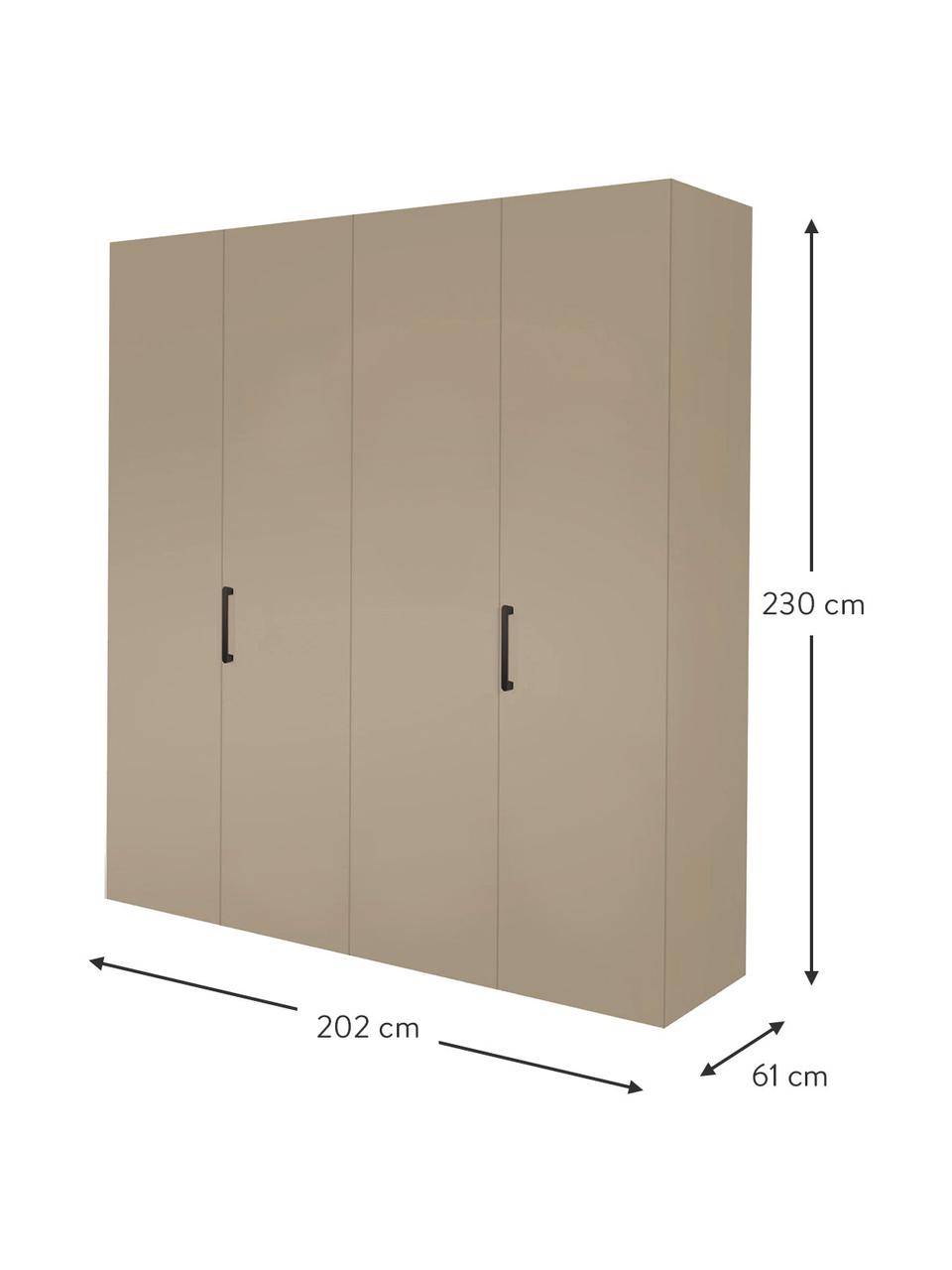 Drehtürenschrank Madison 4-türig, inkl. Montageservice, Korpus: Holzwerkstoffplatten, lac, Sandfarben, Ohne Spiegeltür, B 202 cm x H 230 cm