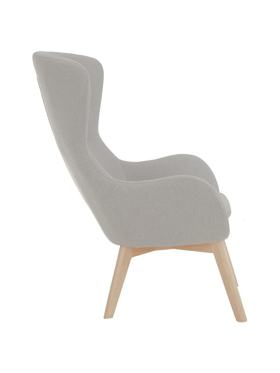 Ohrensessel Wing mit Holz-Beinen, Bezug: Polyester Der hochwertige, Beine: Massivholz mit Eschenfurn, Webstoff Grau, B 77 x T 89 cm