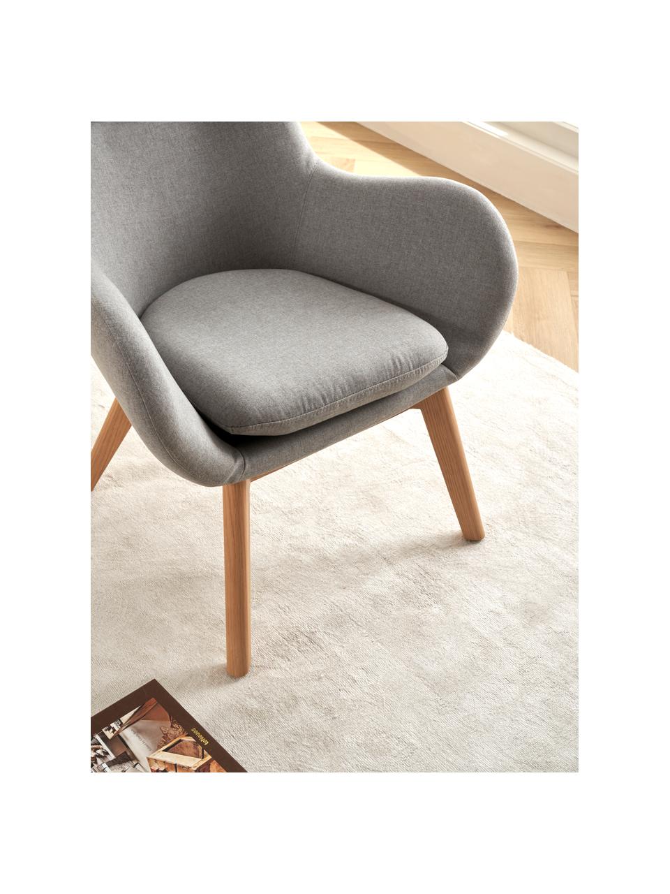 Sillón orejero Wing, Tapizado: poliéster Alta resistenci, Patas: madera maciza chapado en , Tejido gris, An 77 x F 89 cm