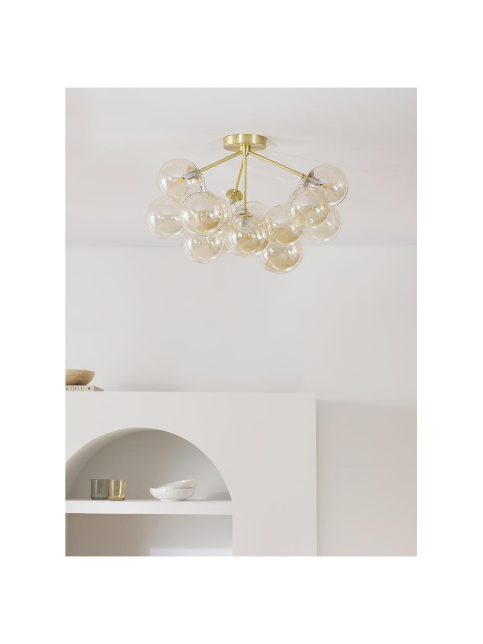 Glaskugel Deckenleuchte Bubbles, Baldachin: Metall, pulverbeschichtet, Goldfarben, Ø 60 x H 36 cm