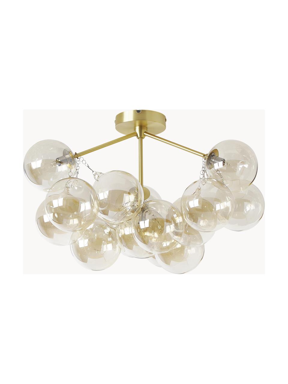 Plafón con pantallas esfericas Bubbles, Estructura: metal con pintura en polv, Dorado, Ø 60 x Al 36 cm