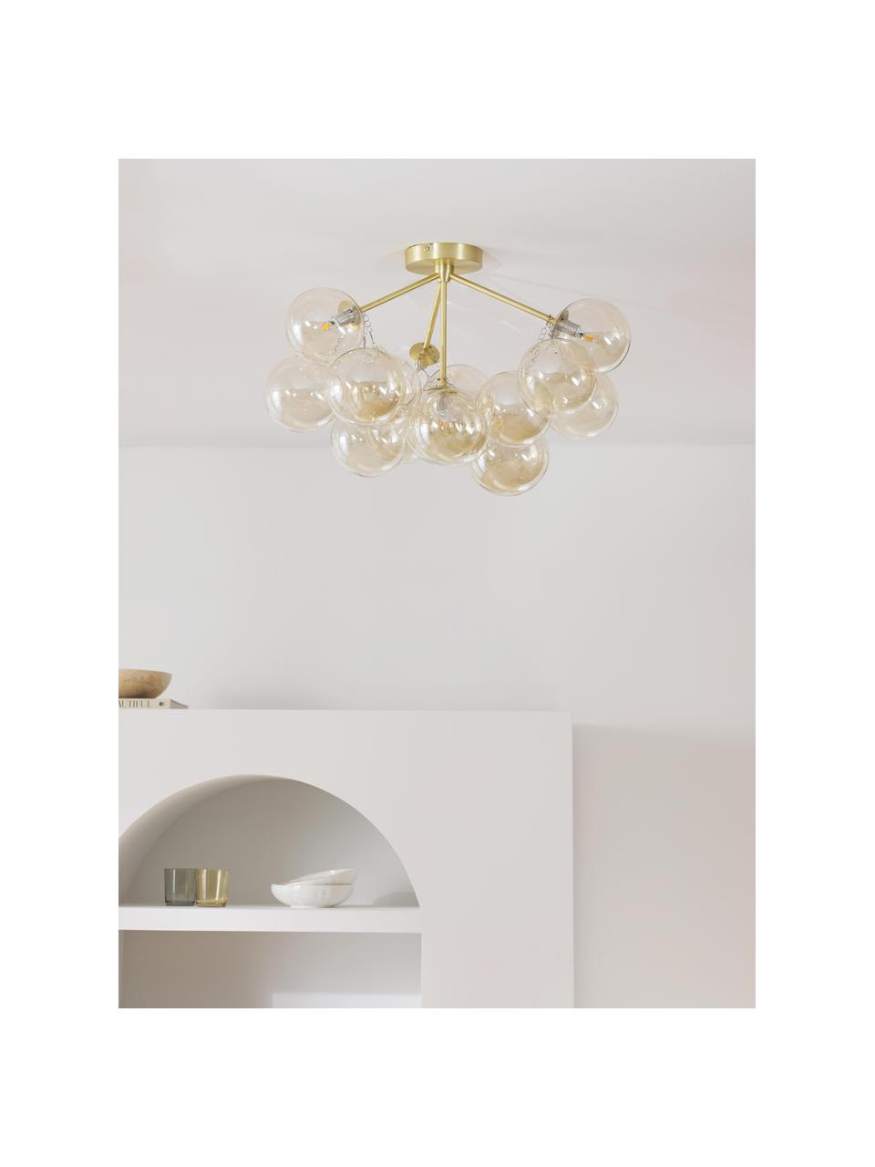 Plafón con pantallas esfericas Bubbles, Estructura: metal con pintura en polv, Dorado, Ø 60 x Al 36 cm