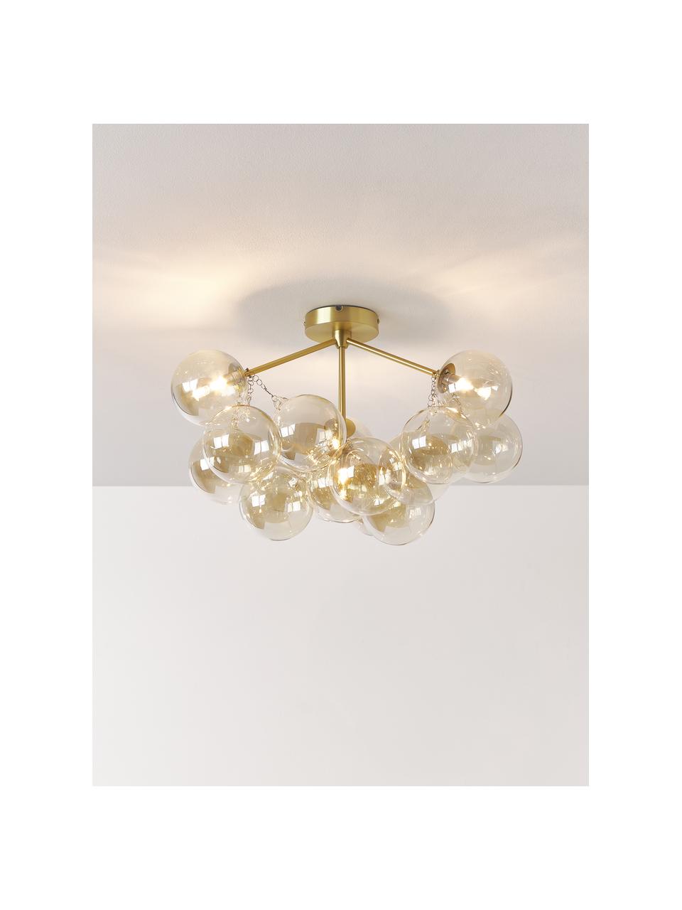 Glazen bollen plafondlamp Bubbles, Goudkleurig, Ø 60 x H 36 cm