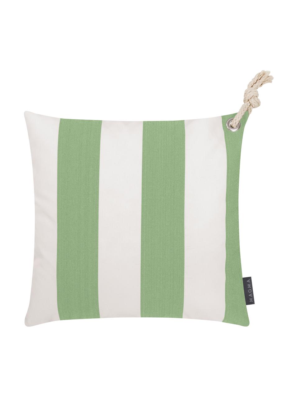 Funda de cojín para exterior Santorin, 100% polipropileno, Teflon® recubierto, Verde, blanco, An 40 x L 40 cm