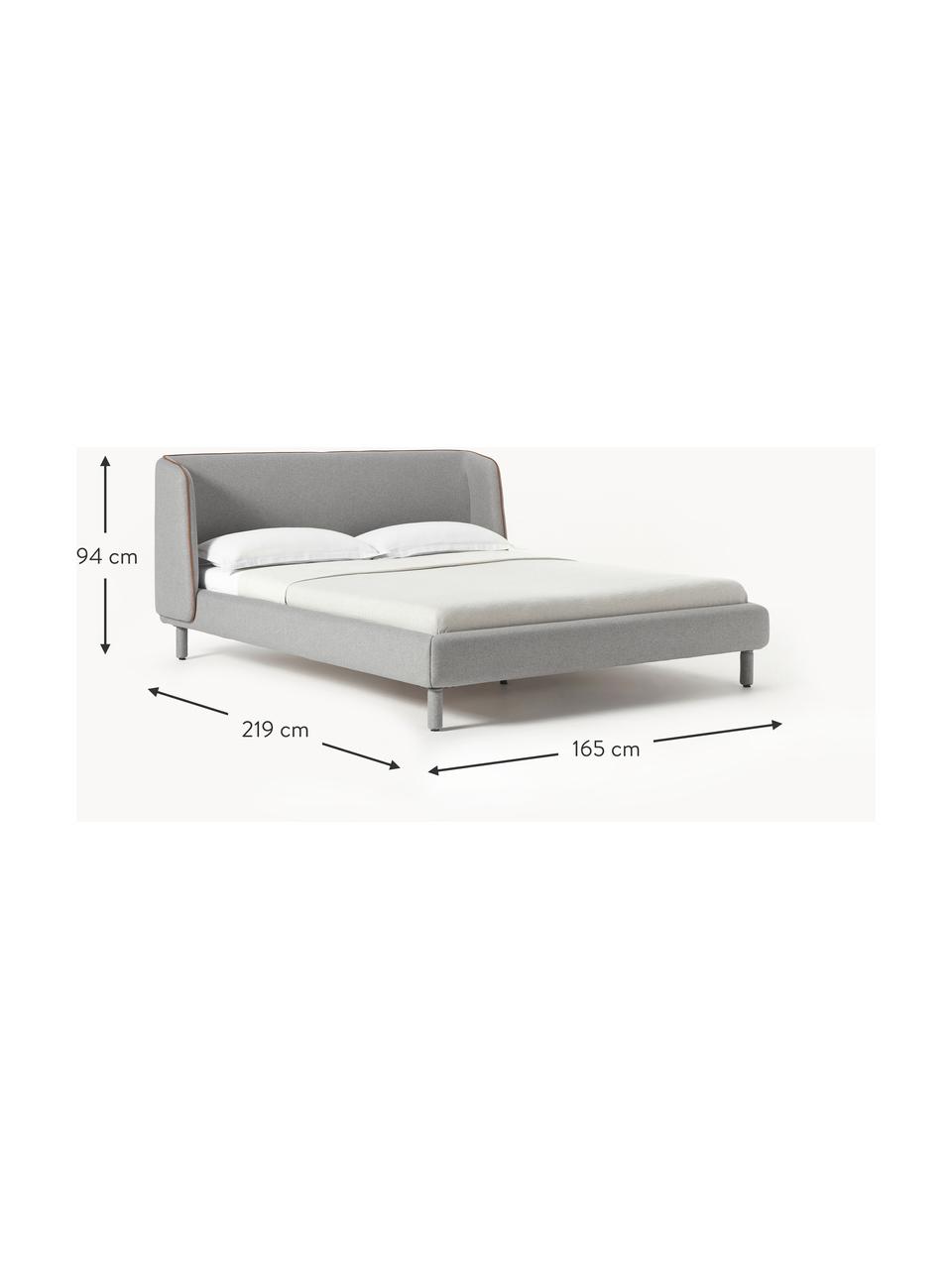 Cama tapizada Luma, Tapizado: 100% poliéster Alta resis, Estructura: madera contrachapada con , Patas: metal, poliéster, Tejido gris, An 140 x L 200 cm